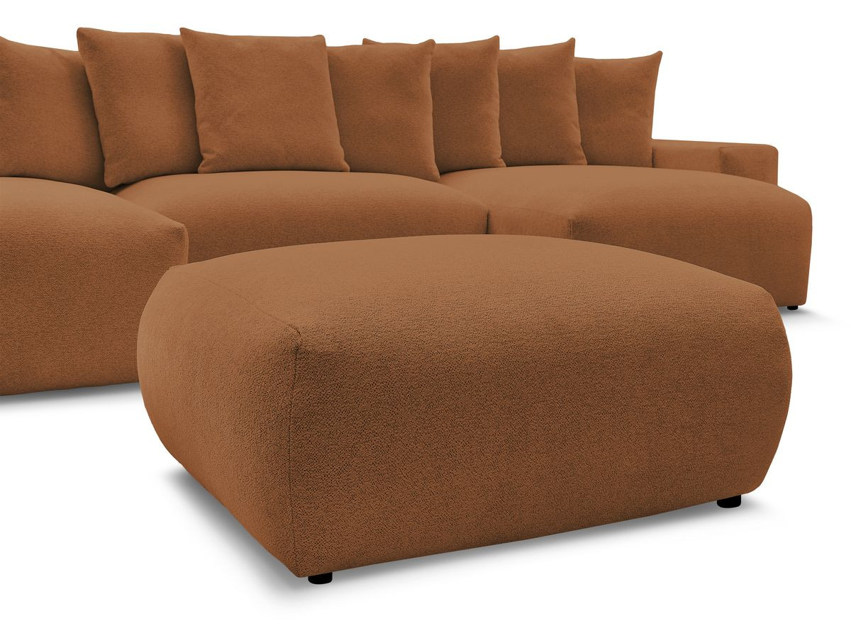 Bobochic Voltaire Wohnlandschaft mit Pouf 420 × 174 cm, Liegefläche 135 × 345 cm Melange-Stoff Orange