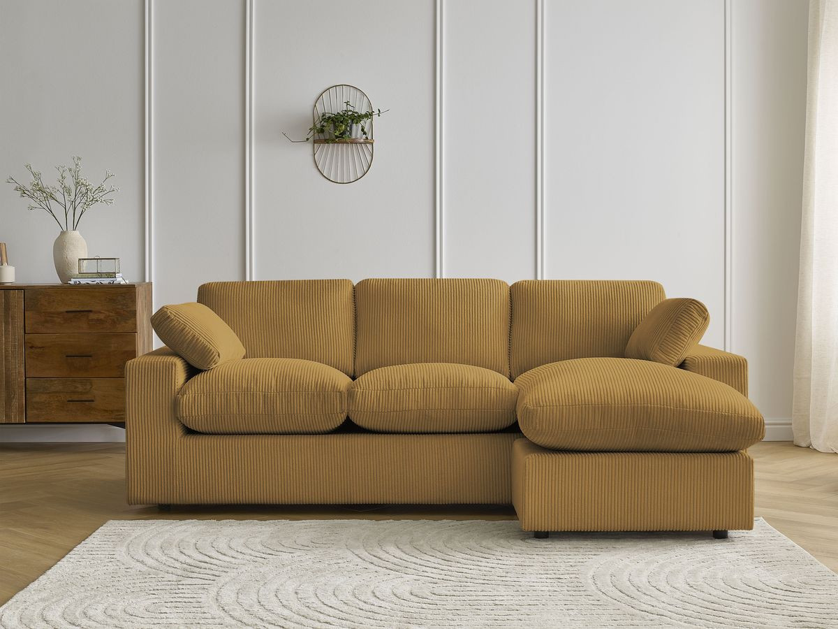 Bobochic Belair Ecksofa 220 × 139 cm Cordsamt Gelb