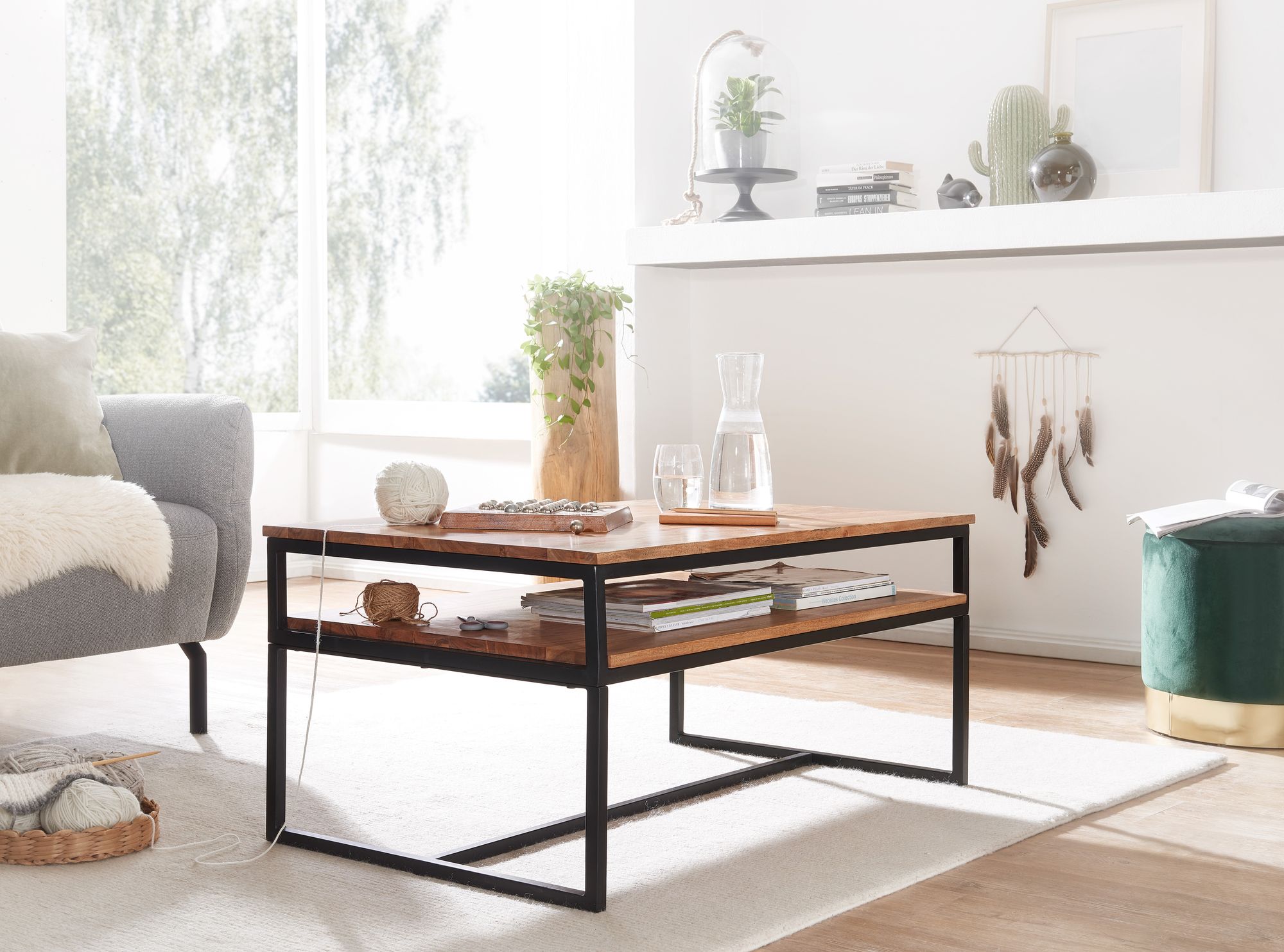 Couchtisch Bildudalur Akazie Massivholz 100 × 60 × 45 cm