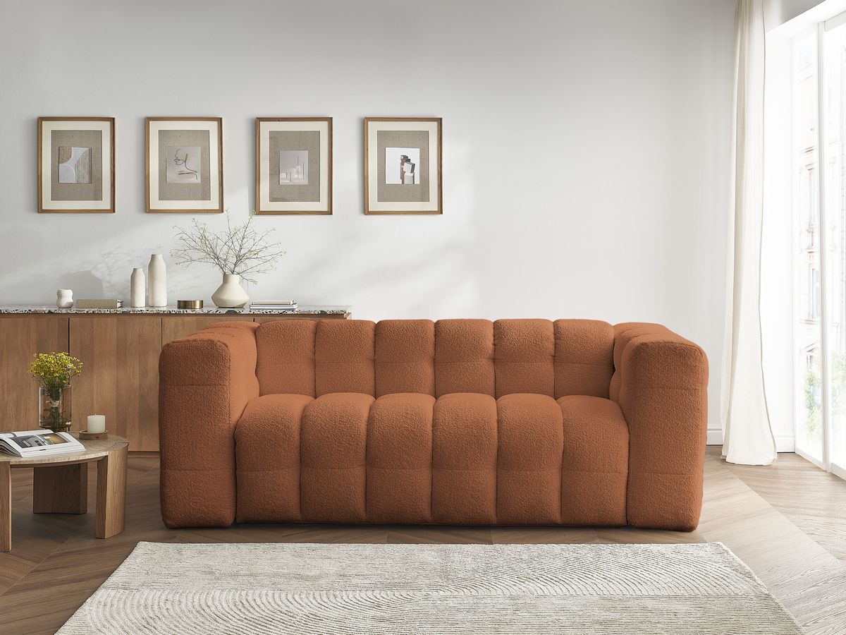Bobochic Cloud Schlafsofa 3-Sitzer Bouclé-Stoff Orange