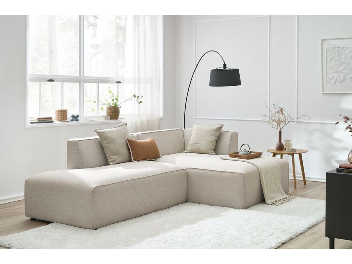 Bobochic Megeve Ecksofa Melange-Stoff Beige Ecke rechts