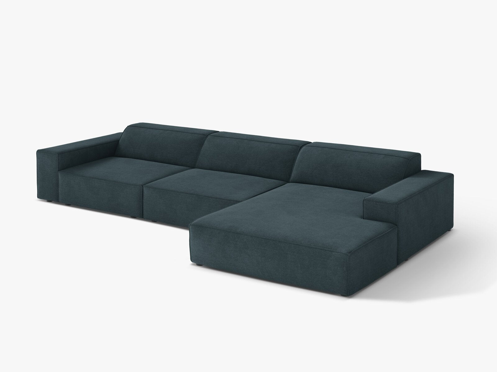 Micadoni Ecksofa Jodie 4-Sitzer Strukturierter Stoff Liberty Dunkel Petrol Rechts