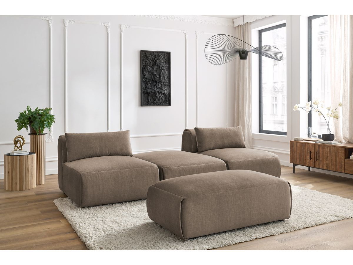 Bobochic Jeanne Sofa 4-Sitzer mit Pouf Samt Taupe