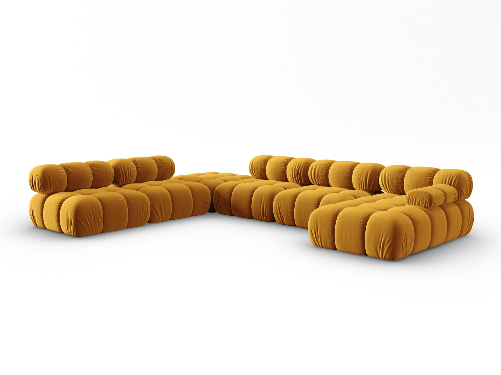 Micadoni Modulares Panorama Ecksofa Bellis 7-Sitzer Links Samt Bluvel Gelb