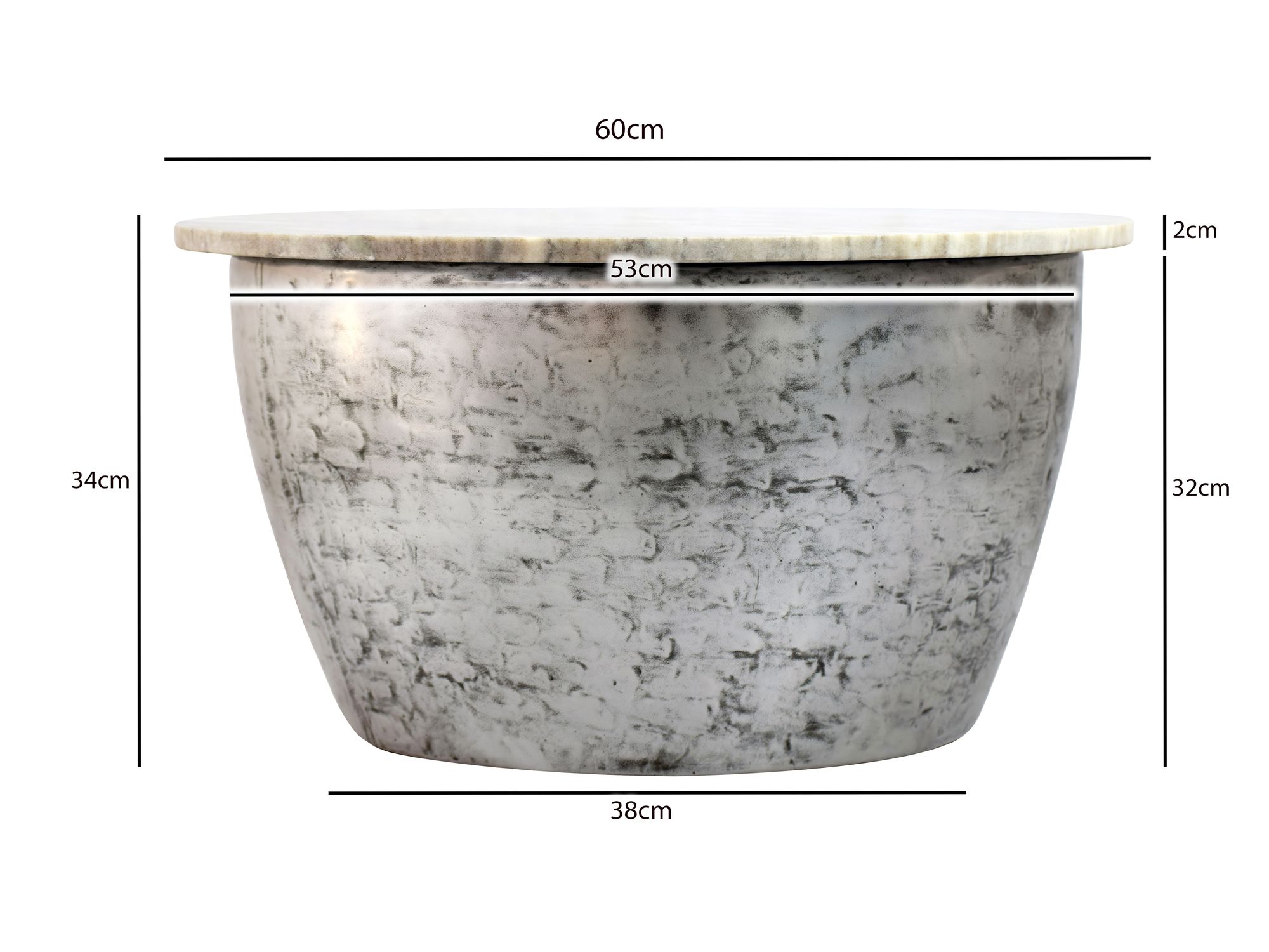 Couchtisch Kirkja Marmor Silber Ø 60 cm