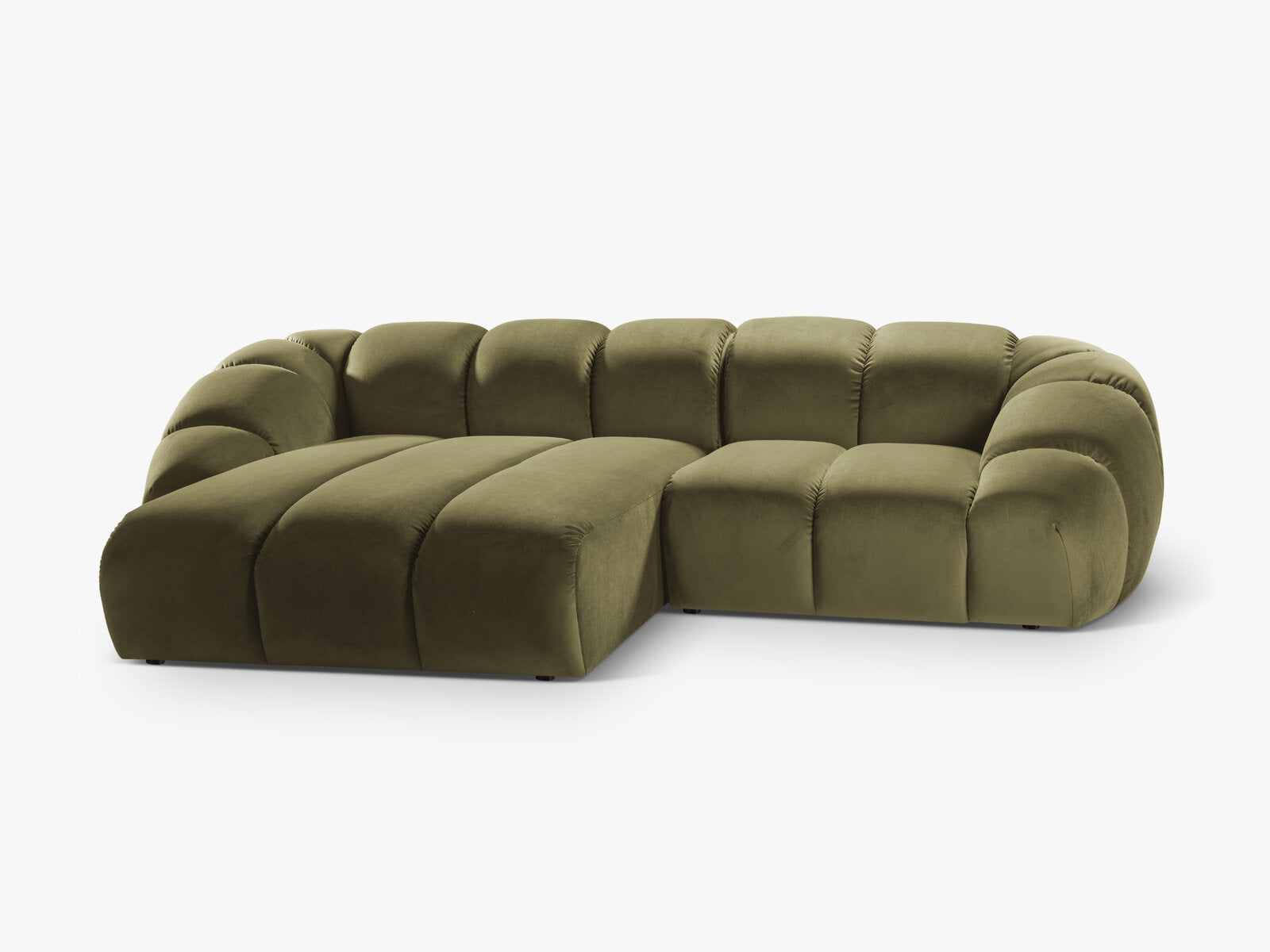 Micadoni Ecksofa Diana 3-Sitzer Links Samt Grün
