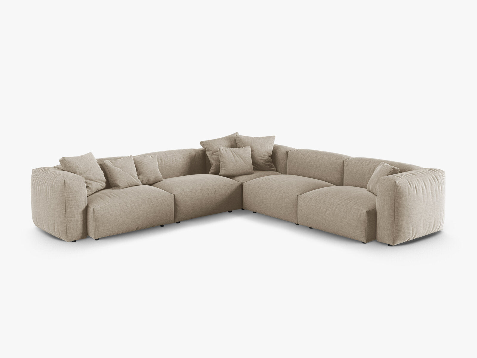 Micadoni modulares symmetrisches Ecksofa XL Martina 5-Sitzer 90cm Sitztiefe Strukturierter Stoff Boston Helles Beige