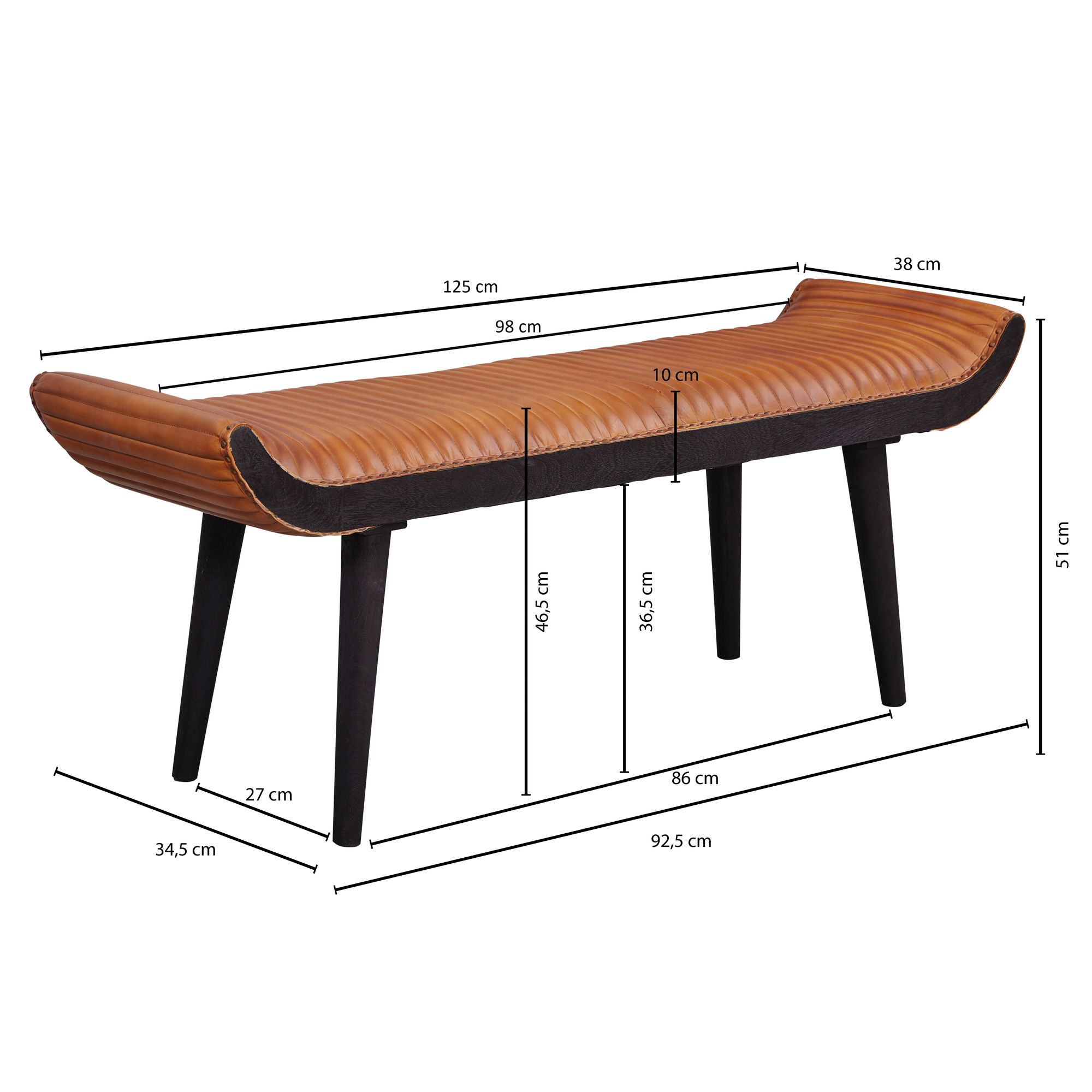 Sitzbank Slagelse Echtleder Braun 125 × 38 × 51 cm