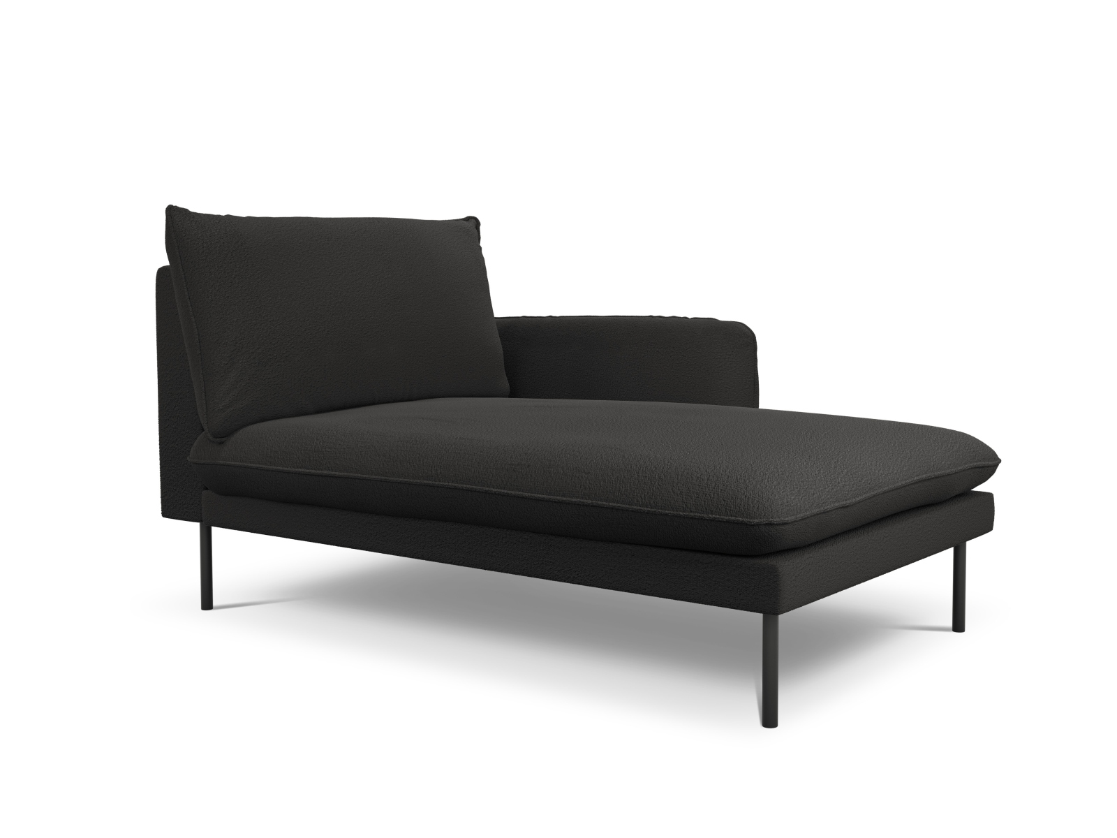 Cosmopolitan Design Chaiselongue Vienna Boucle Ascot Schwarz Rechts Beine Schwarzes Metall
