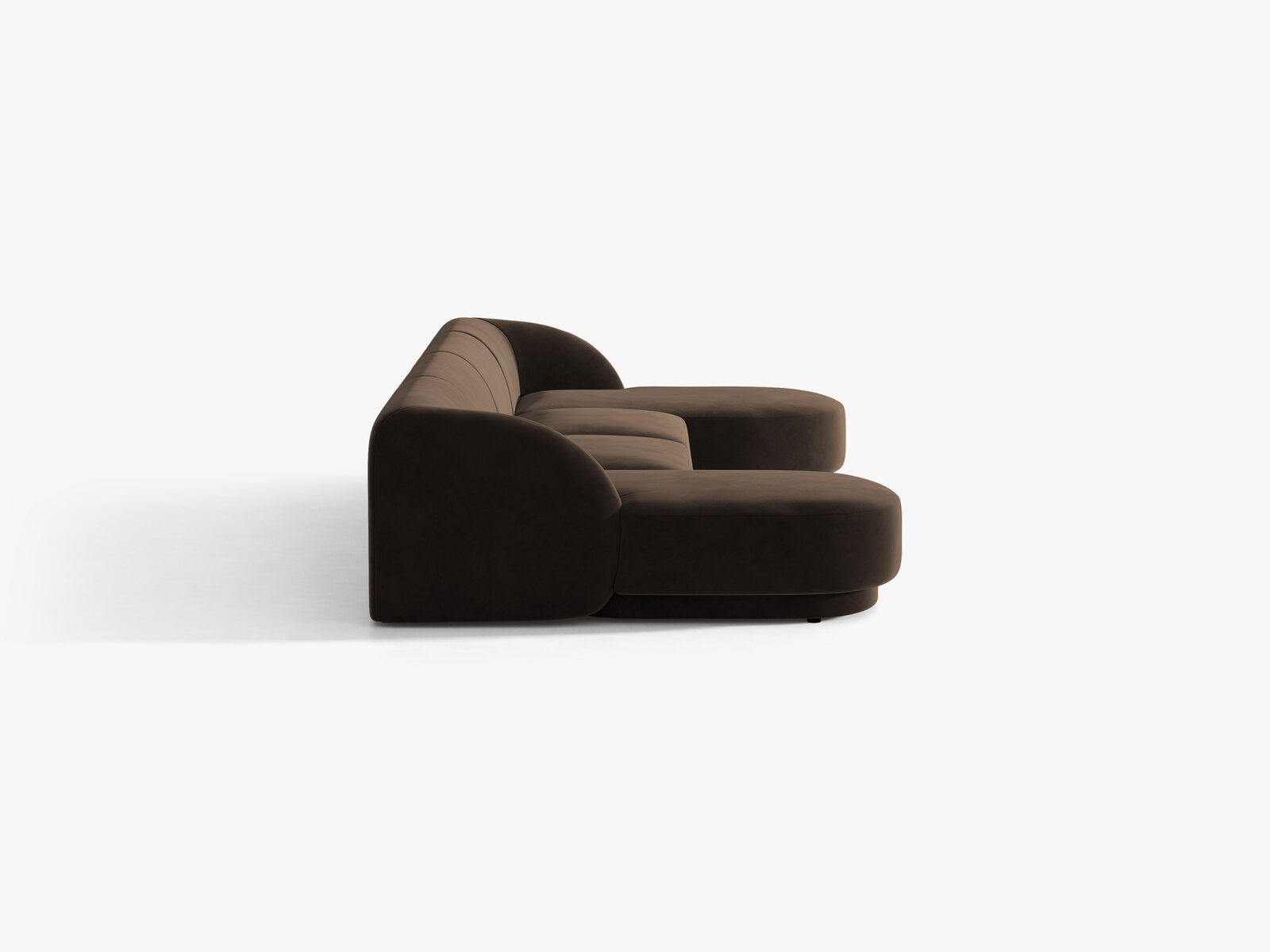 Micadoni Panorama-Sofa Miley 5-Sitzer Samt Bluvel Dunkelbraun