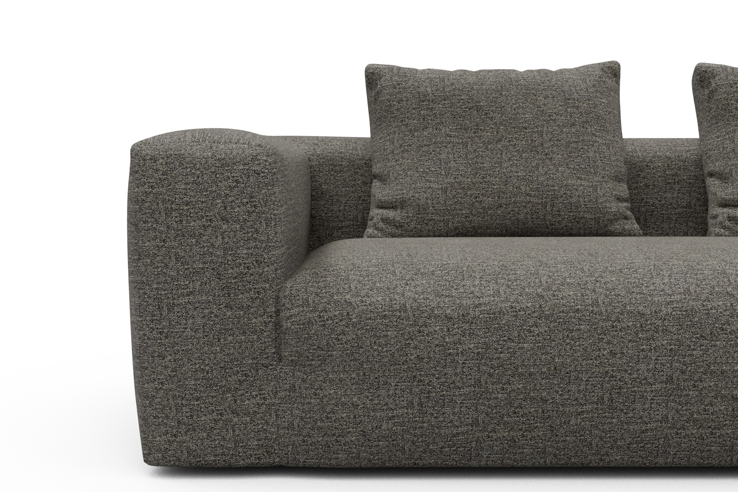 Wohnlandschaft Fred Chaiselongue rechts mit 2-Sitzer und lange Armlehne links Carreno-Sepie-Brown
