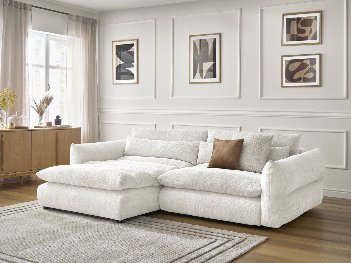 Bobochic Neil Ecksofa Strukturstoff Weiß Ecke links