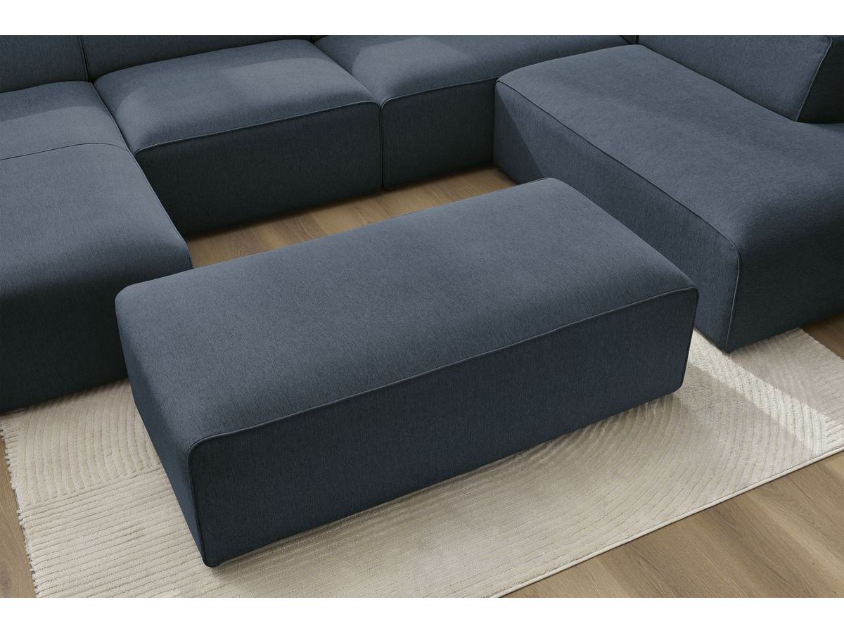 Bobochic Megeve Wohnlandschaft mit Pouf Melange-Stoff Dunkelblau Ecke links