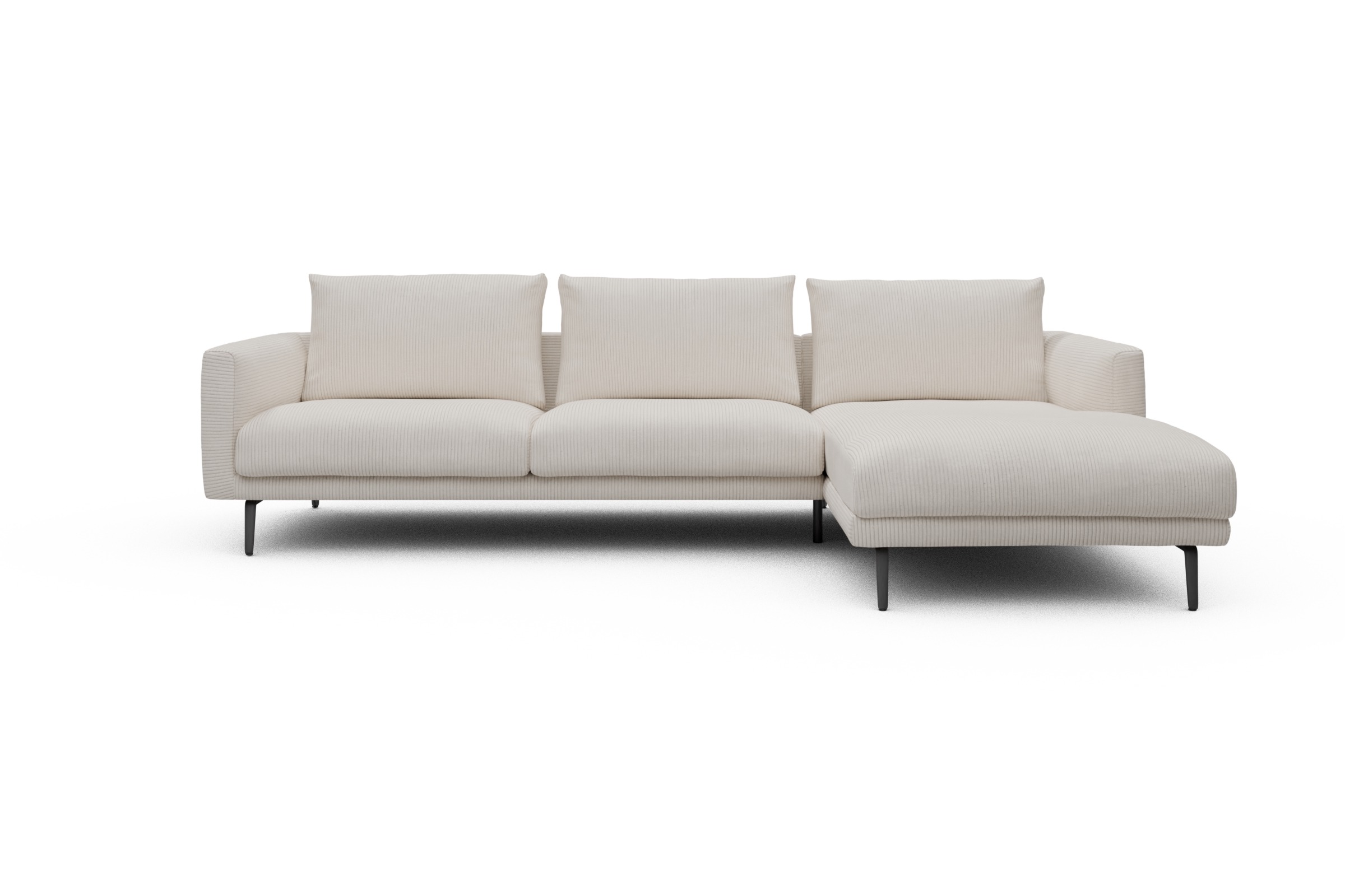Skandi Home Ecksofa Karl Chaiselongue rechts mit 2,5-Sitzer Corduroy-Ivory moebelfaktor