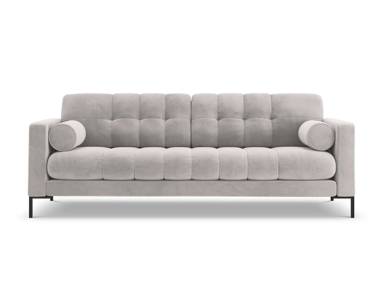 Cosmopolitan Design Sofa Bali 4-Sitzer Samt Bluvel Silber Beine Schwarzes Metall