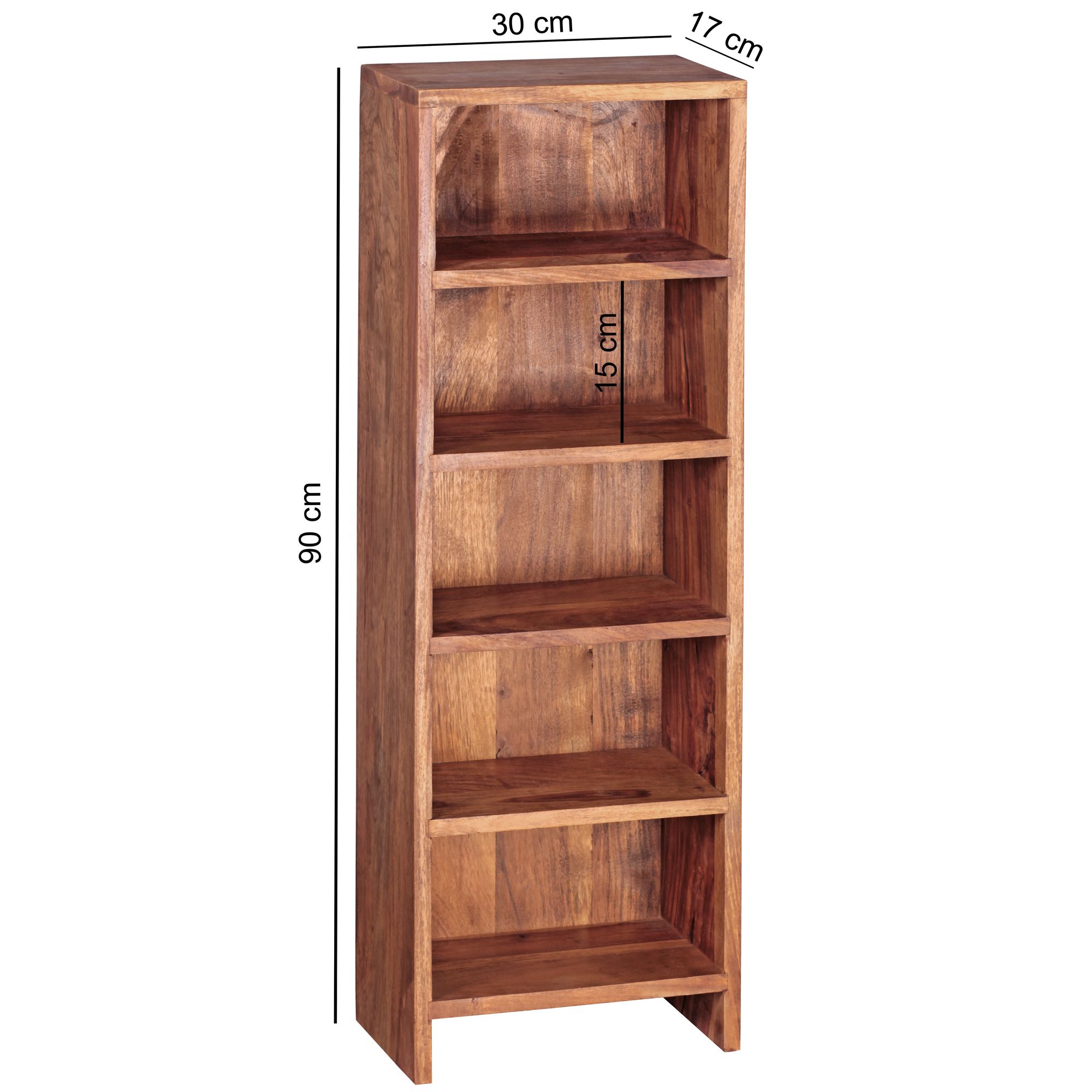 Standregal Aalvik Massivholz Sheesham 30 × 17 × 90 cm