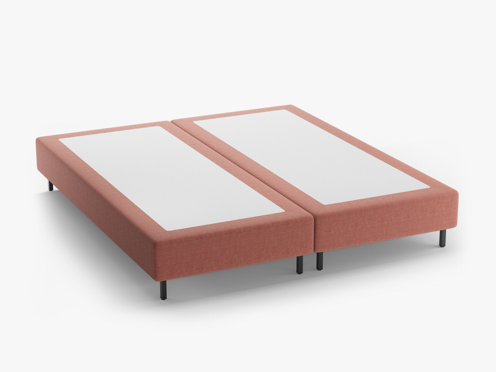 Micadoni Whale Polster-Bettgestell Strukturierter Stoff Babel Rot Schwarzes Metall 200x200