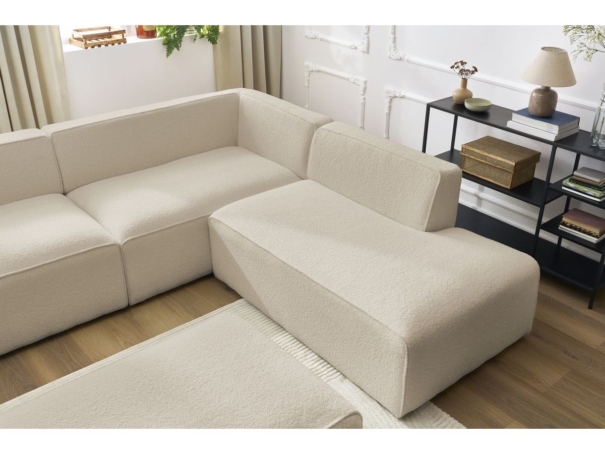 Bobochic Megeve Wohnlandschaft mit Pouf Bouclé-Stoff Beige Ecke links
