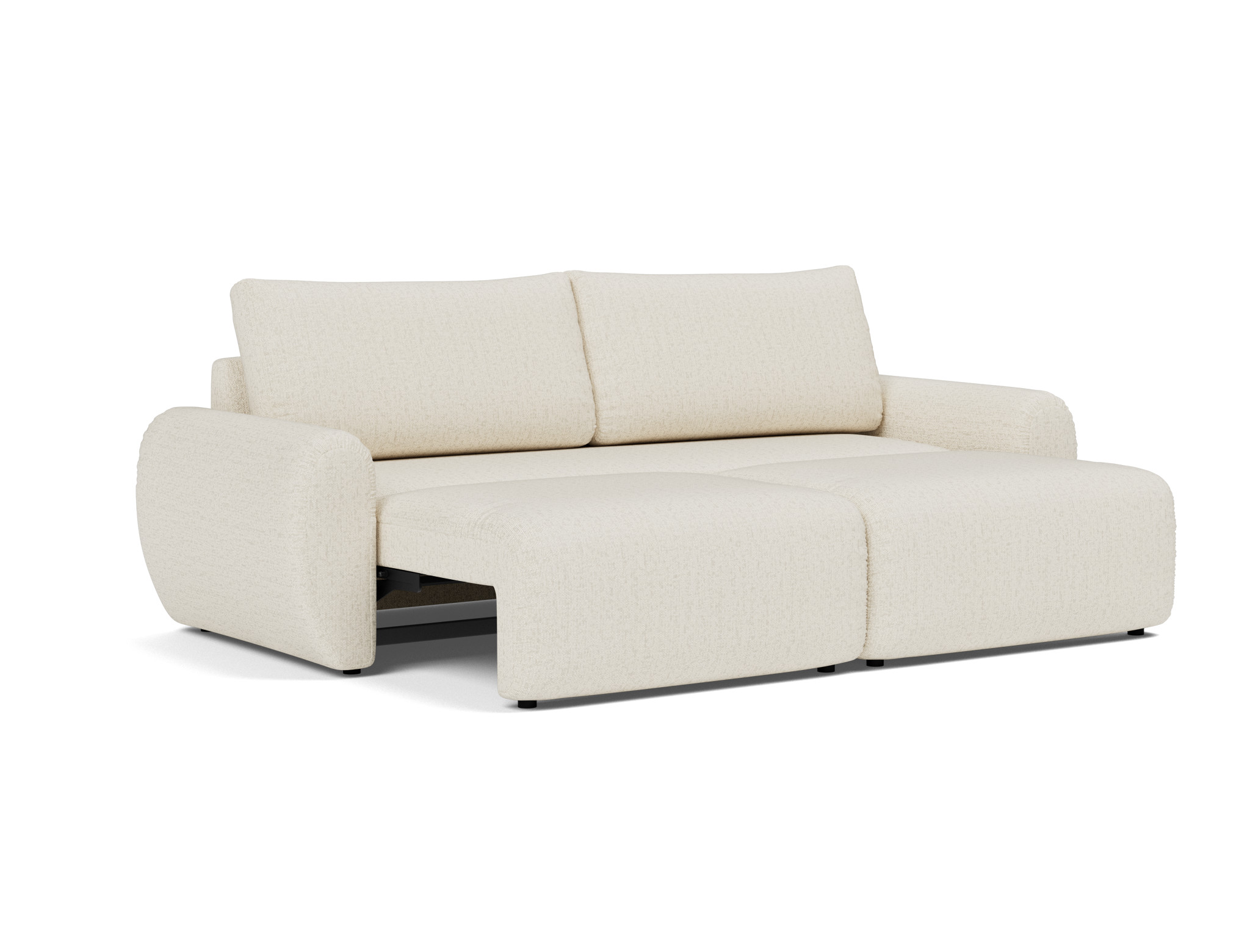 Schlafsofa Norum mit Curve-Armlehnen Boucle Skandi 531-Off-White