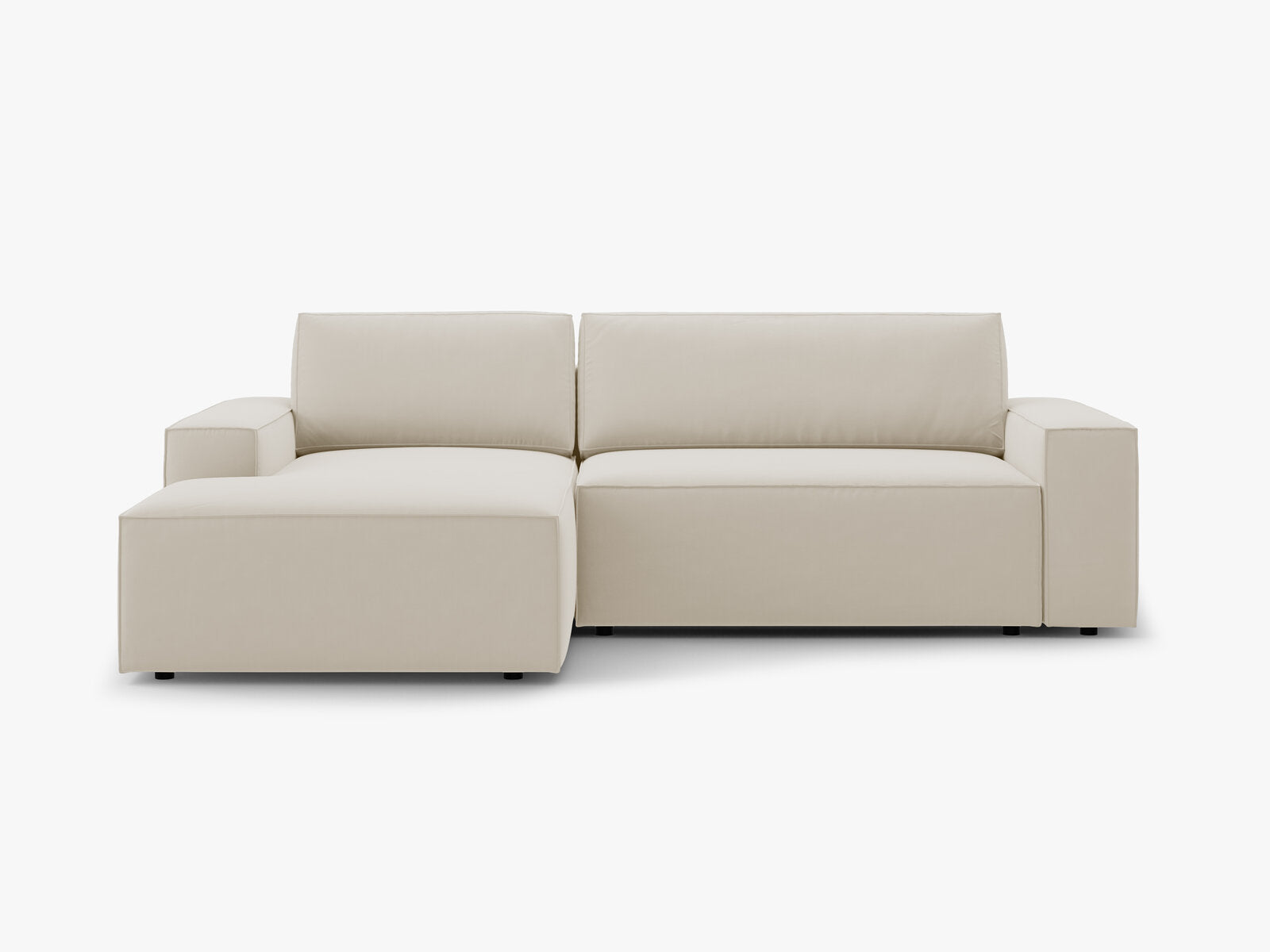 Micadoni Schlaf-Ecksofa Jodie 3-Sitzer Links Samt Dunkelbeige