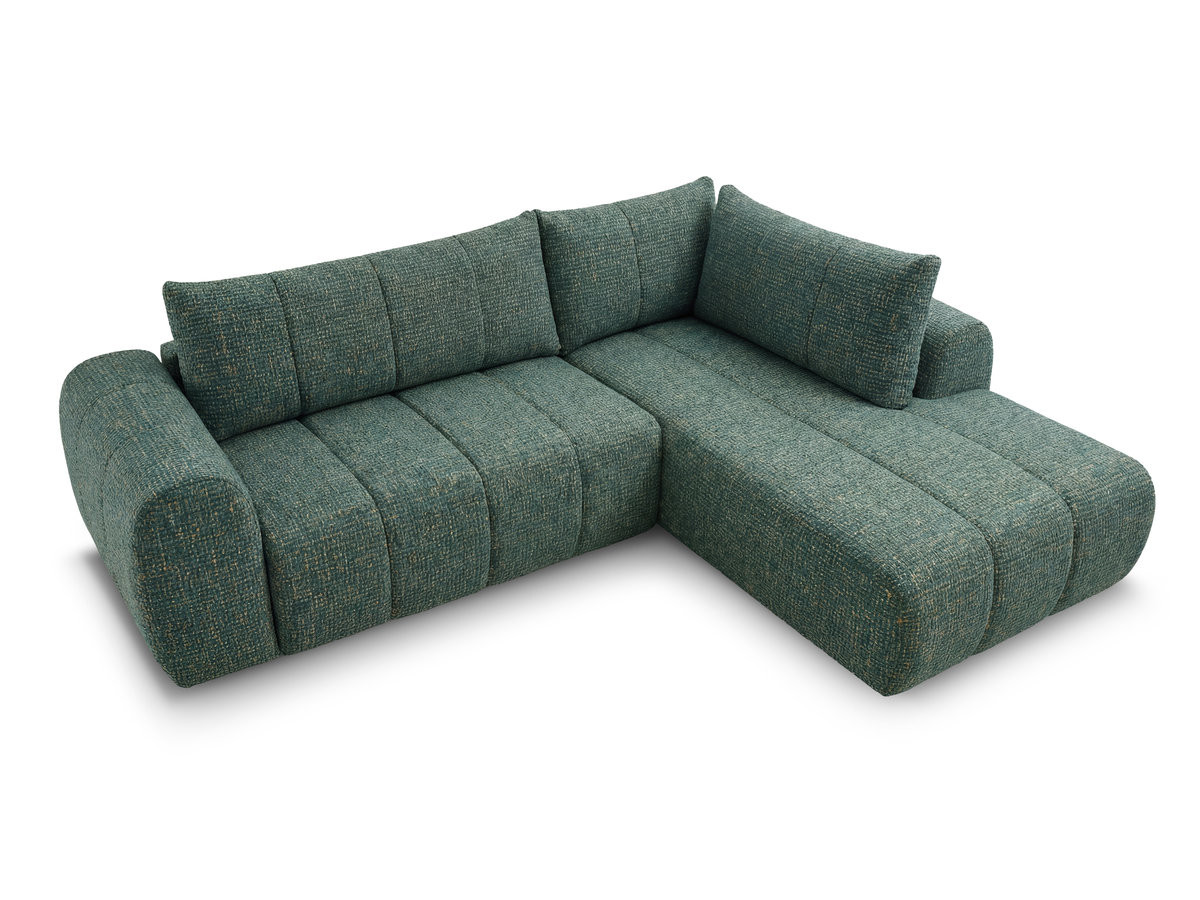 Bobochic Nesty Ecksofa in L-Form, 256 cm Melange-Stoff Dunkelgrün Ecke rechts