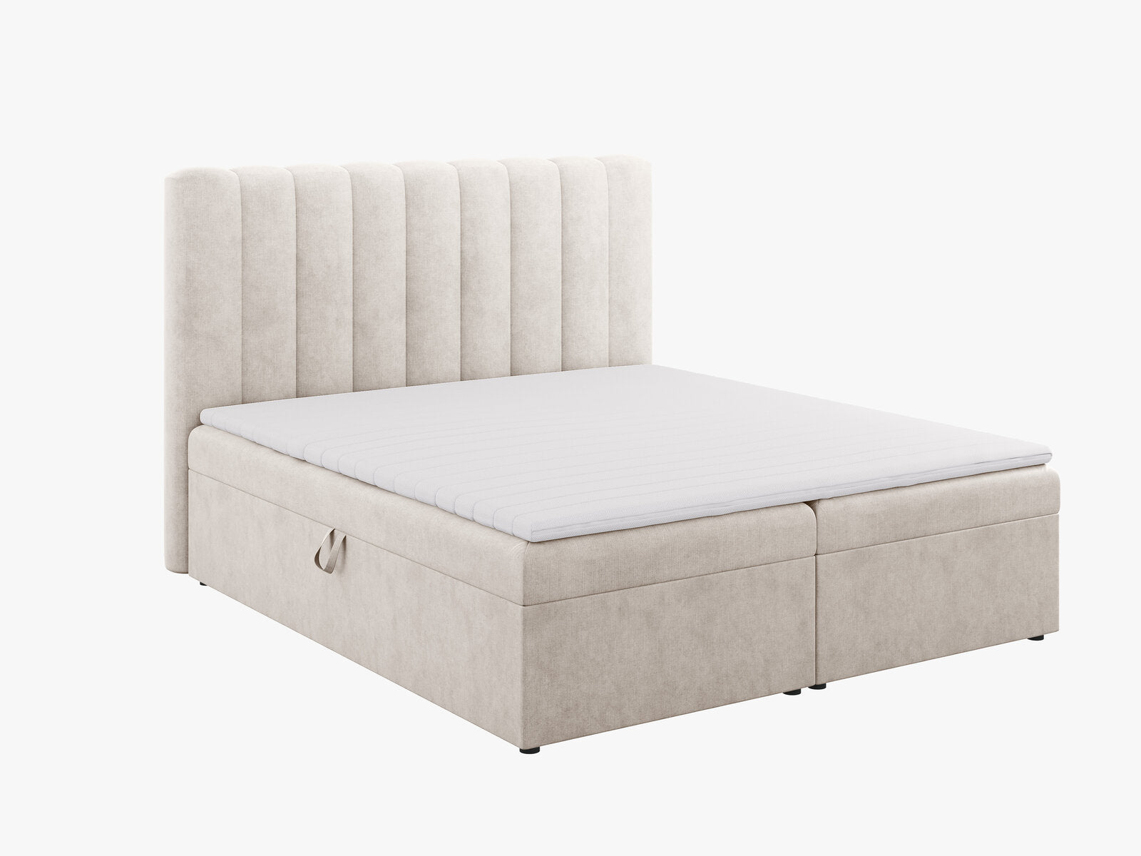 Micadoni Boxspringbett Kelp Strukturierter Stoff Grau Beige Melange 180x200