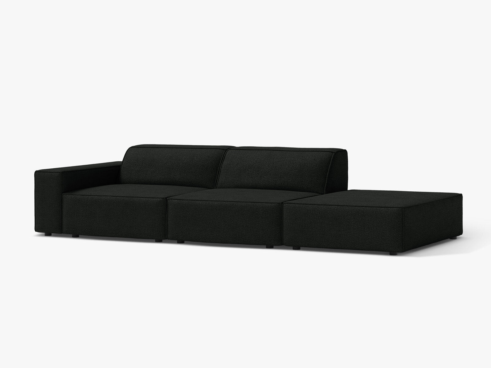 Micadoni Sofa Jodie 3-Sitzer Rechts Boucle Baloo Schwarz