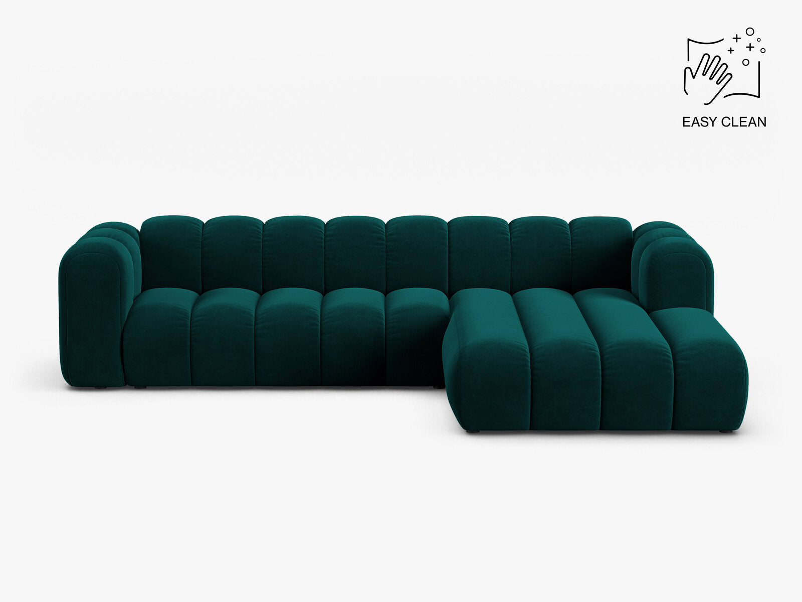 Micadoni Modulares Ecksofa Lupine 4-Sitzer Rechts Samt Venus Dunkel Petrol