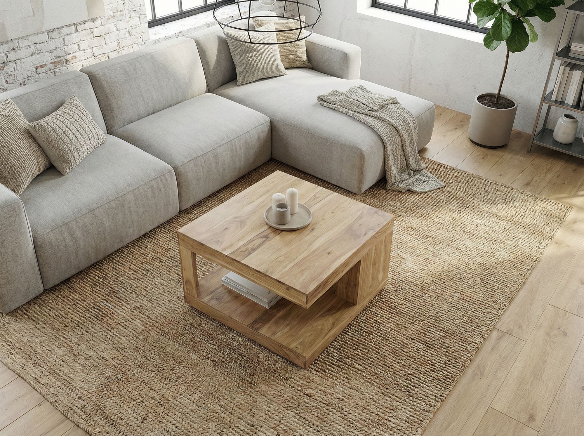 Couchtisch Valldal Massivholz Akazie 60 × 60 × 39,5 cm