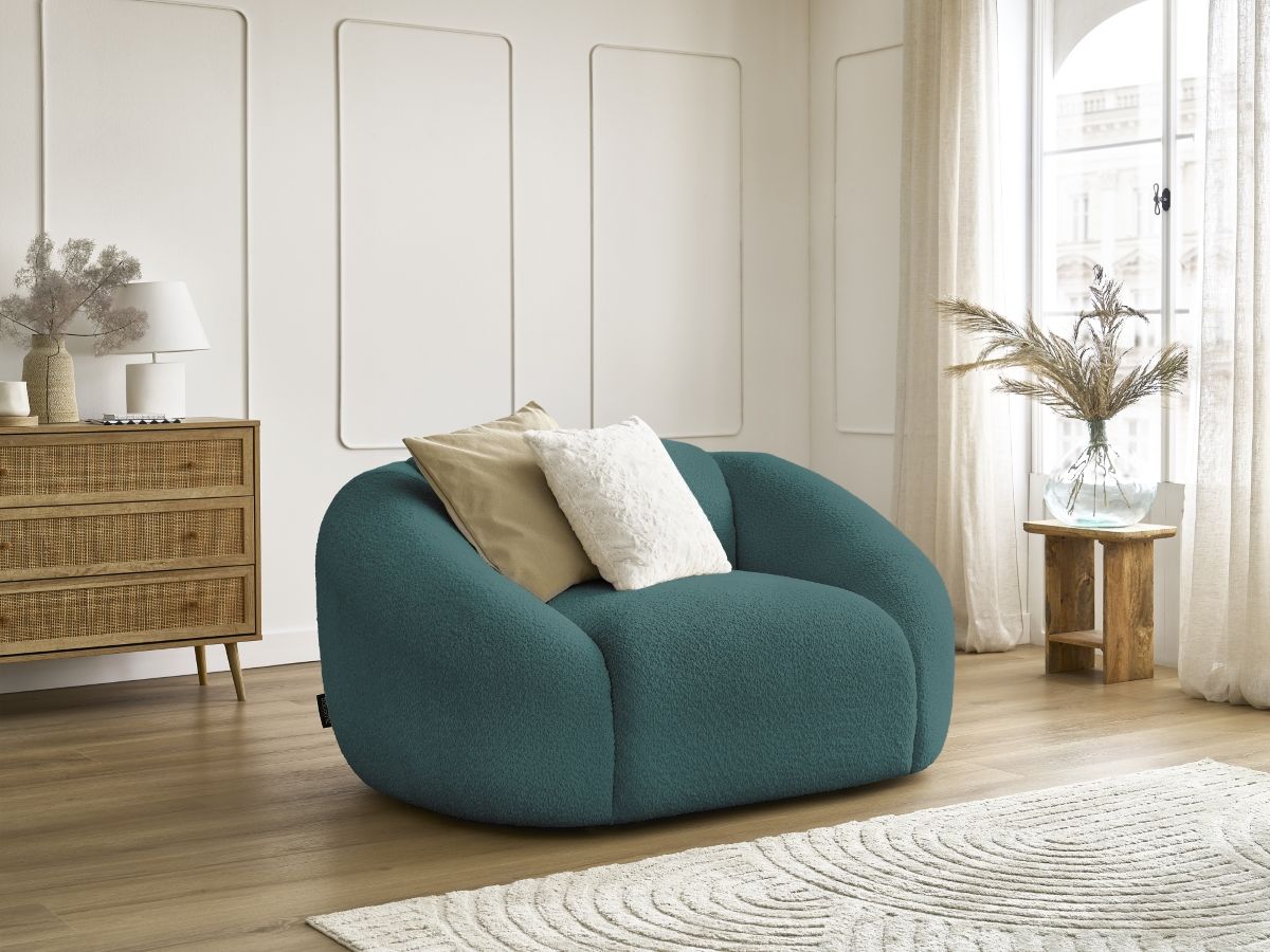 Bobochic Tina Sessel Bouclé-Stoff Hellblau