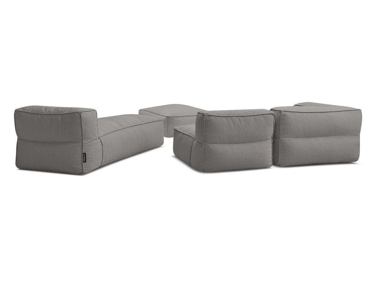 Bobochic Giulia Gartensofa 4-Sitzer mit Pouf, 1 Eckmodul Stoff Dunkelgrau