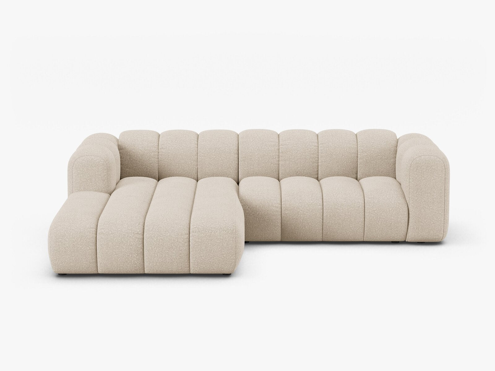 Micadoni Modulares Ecksofa Lupine 4-Sitzer mittelgroß Links Boucle Baloo Beige