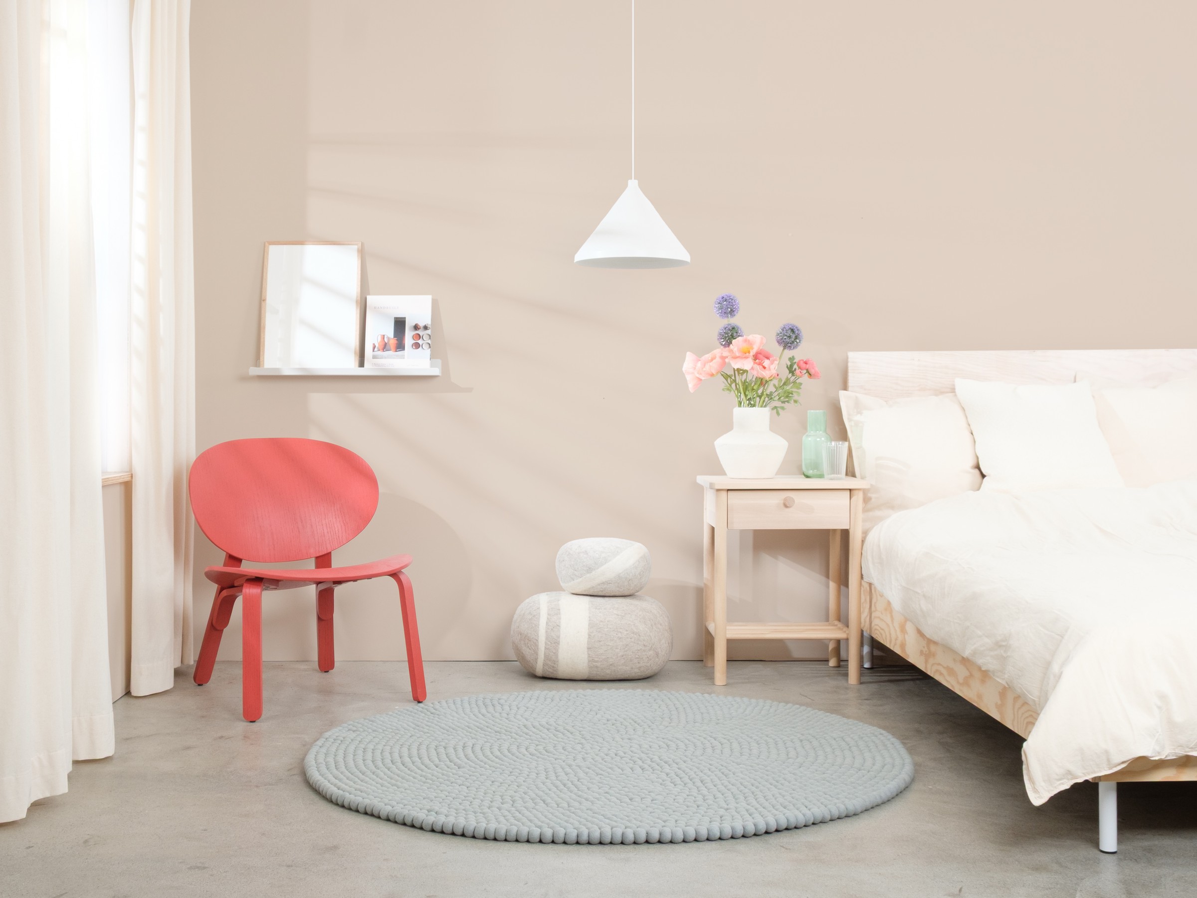 myfelt Liv Filzkugelteppich Hellblau rund Ø 50 cm