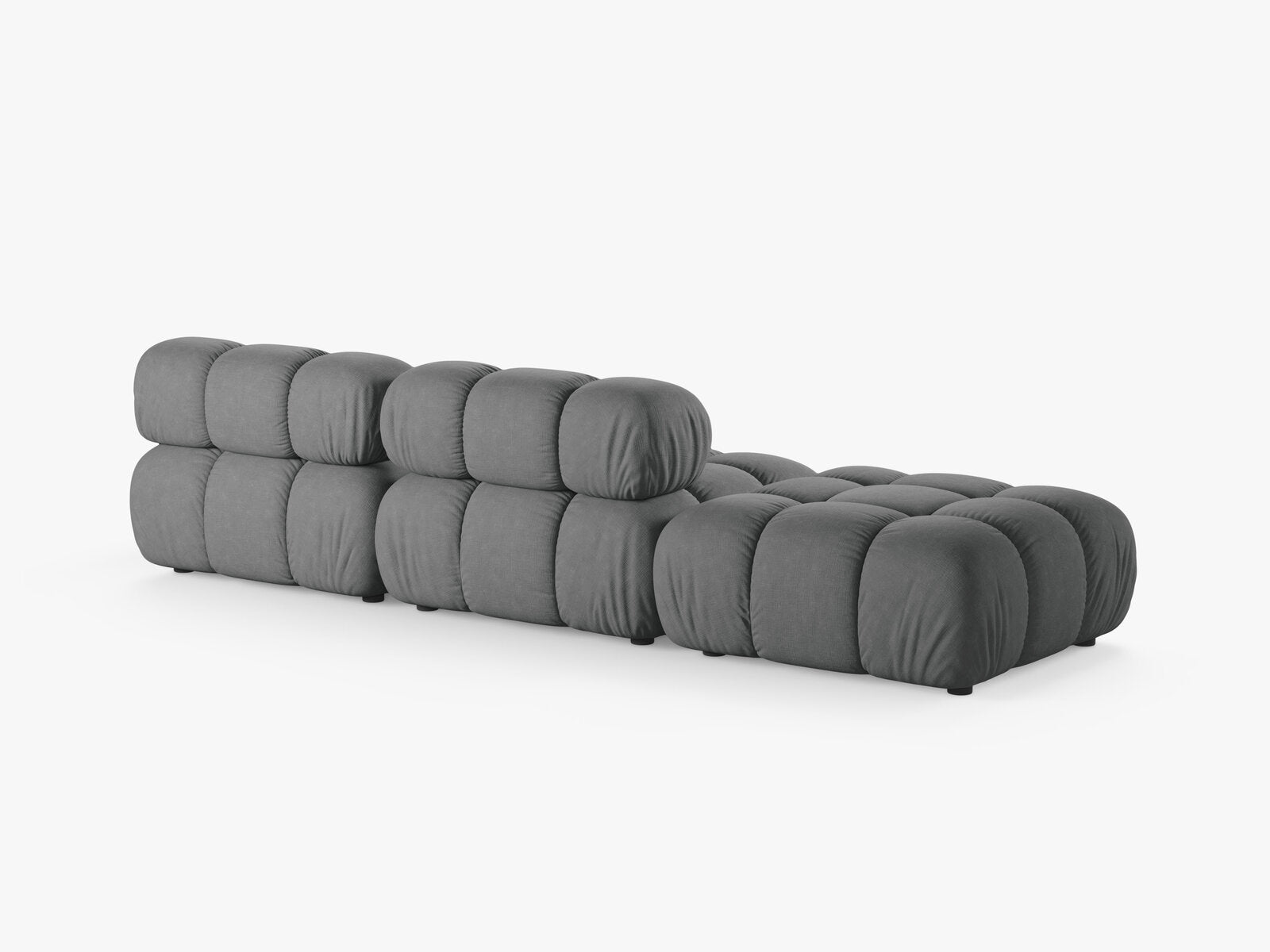 Micadoni Modulares Sofa Bellis 4-Sitzer Links Strukturierter Stoff Liberty Grau