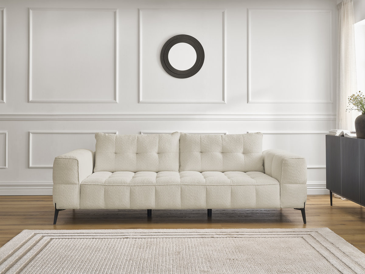 Bobochic Anis Sofa 3-Sitzer Bouclé-Stoff Beige