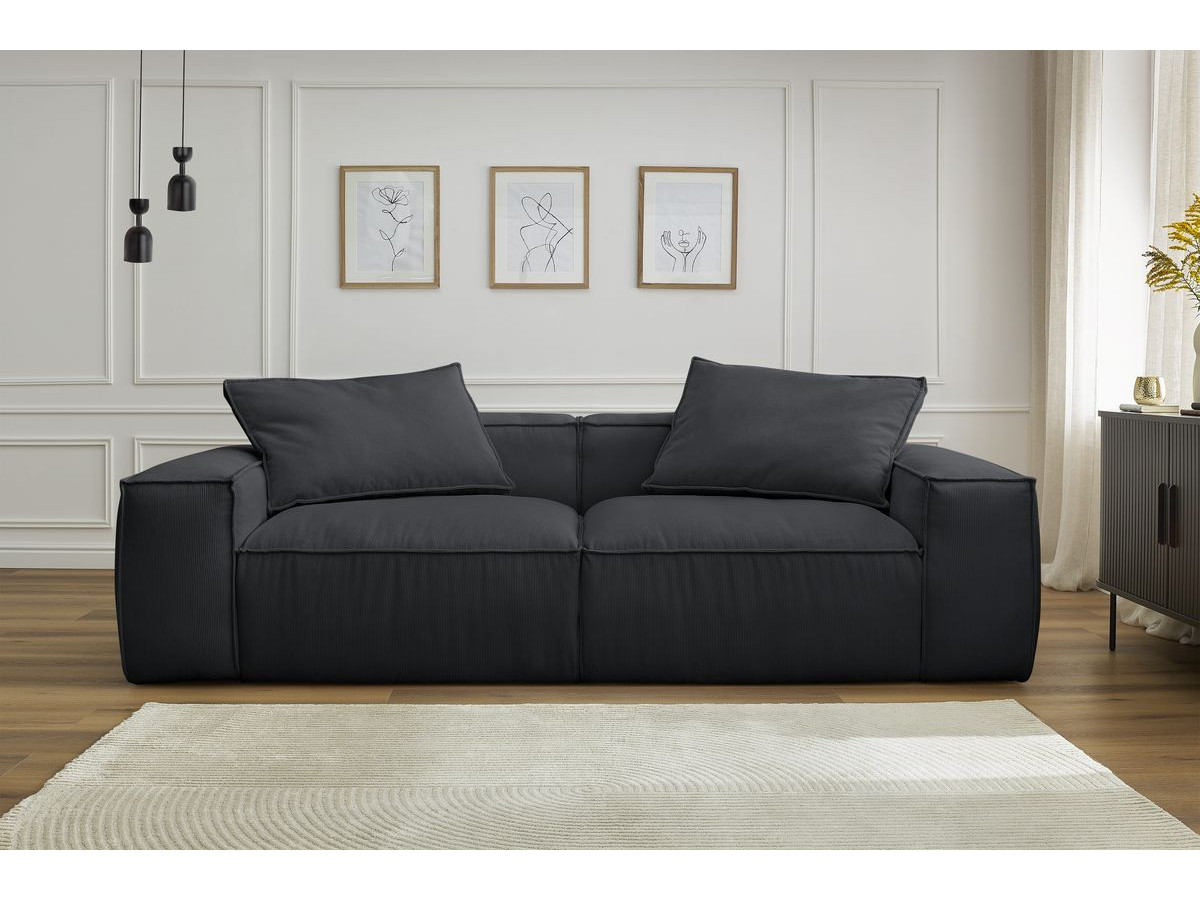 Bobochic Boheme Sofa 3-Sitzer Cordsamt Schwarz