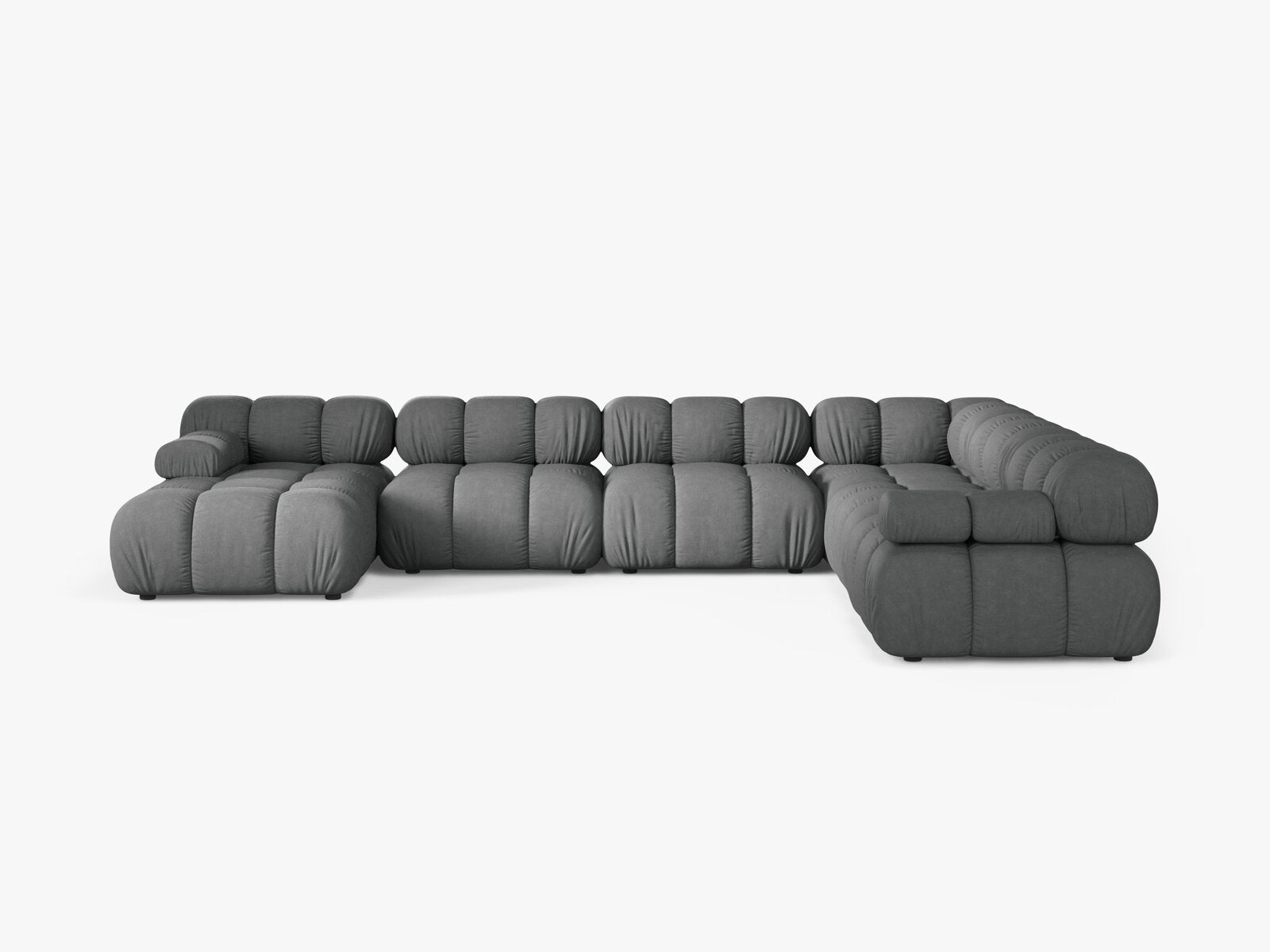 Micadoni Modulares Panorama Ecksofa Bellis 8-Sitzer Rechts Strukturierter Stoff Liberty Grau