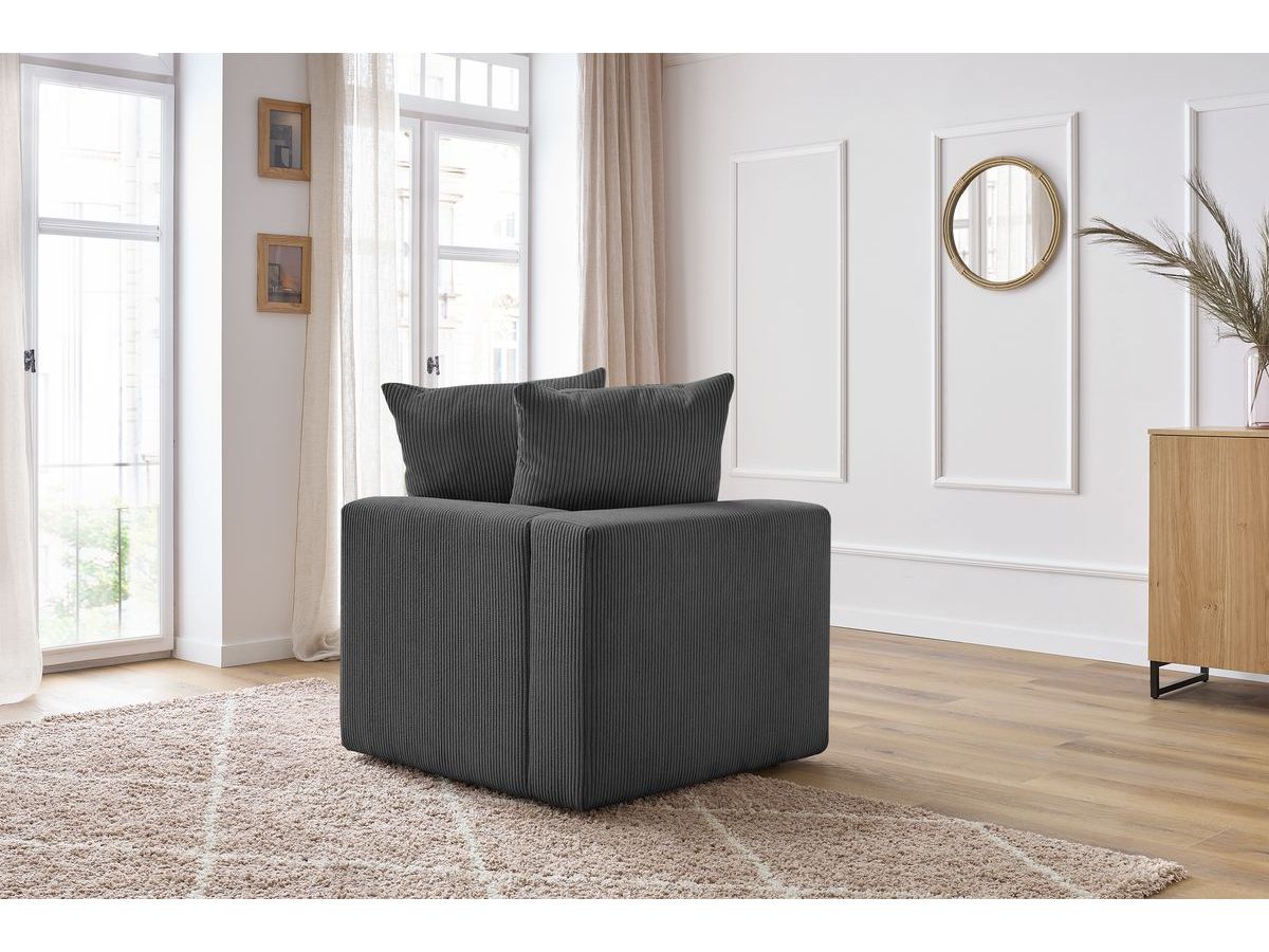 Bobochic Voltaire Eckmodul Cordsamt Dunkelgrau Ecke links