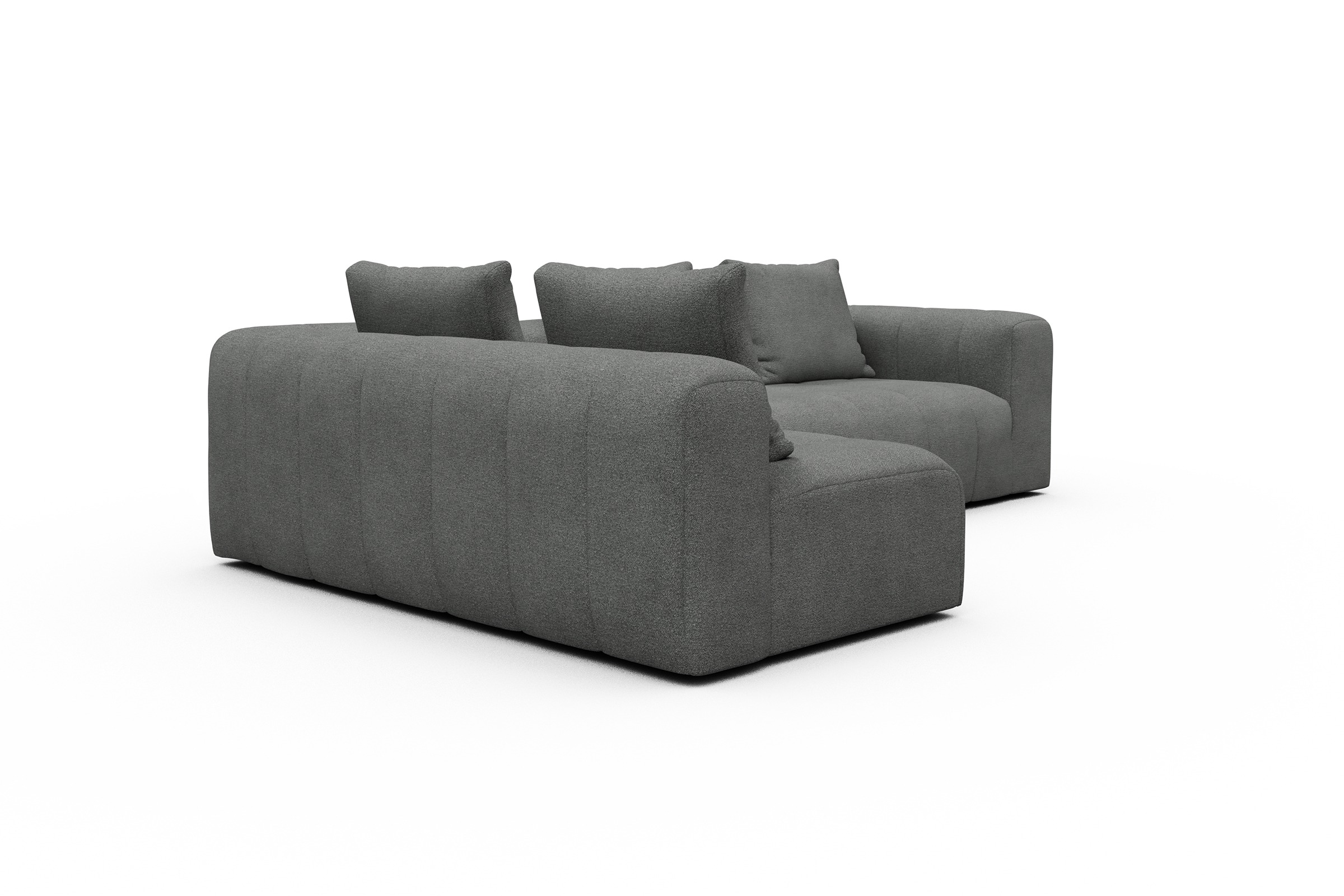 Ecksofa Hugo 2x 2,5-Sitzer Armlehne rechts Boucle-Ash-Grey