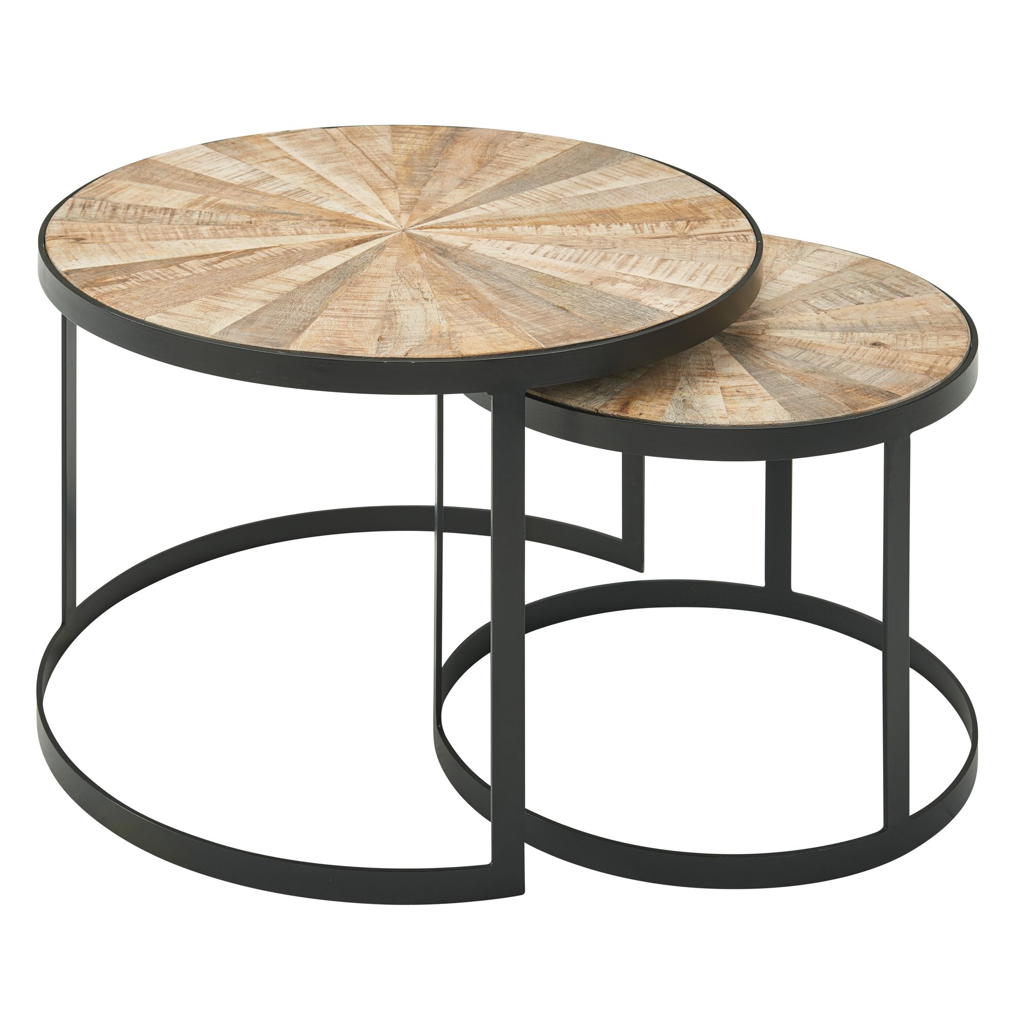Satztisch 2er-Set Toftir Mango Massivholz Ø 60 cm