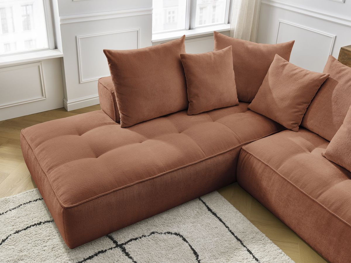Bobochic Whesley Ecksofa Stoff Orange Ecke rechts