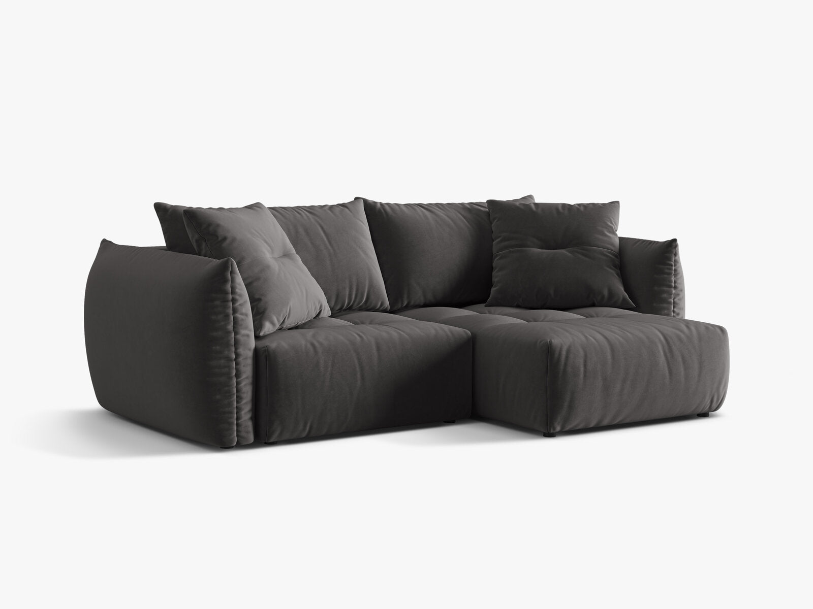Micadoni Bloom Ecksofa 3-Sitzer mit Schlaffunktion Rechts Samt Casino Dunkelgrau