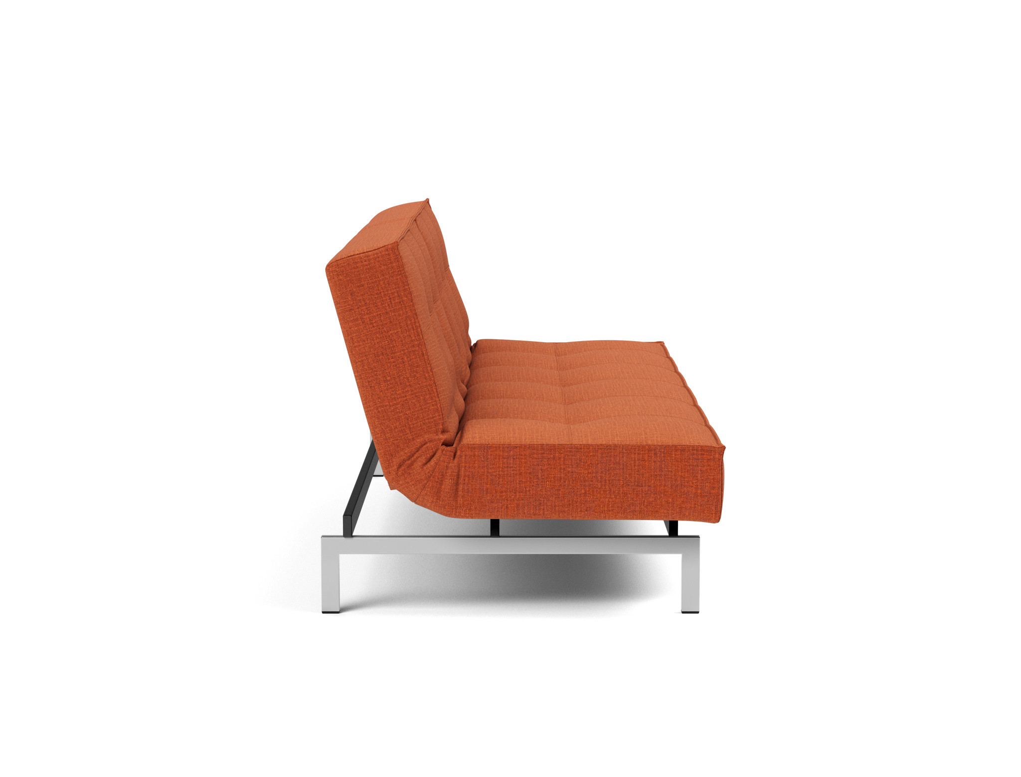 Schlafsofa Splitback Chenille Esina 412-Rust-Orange Beine Chrom