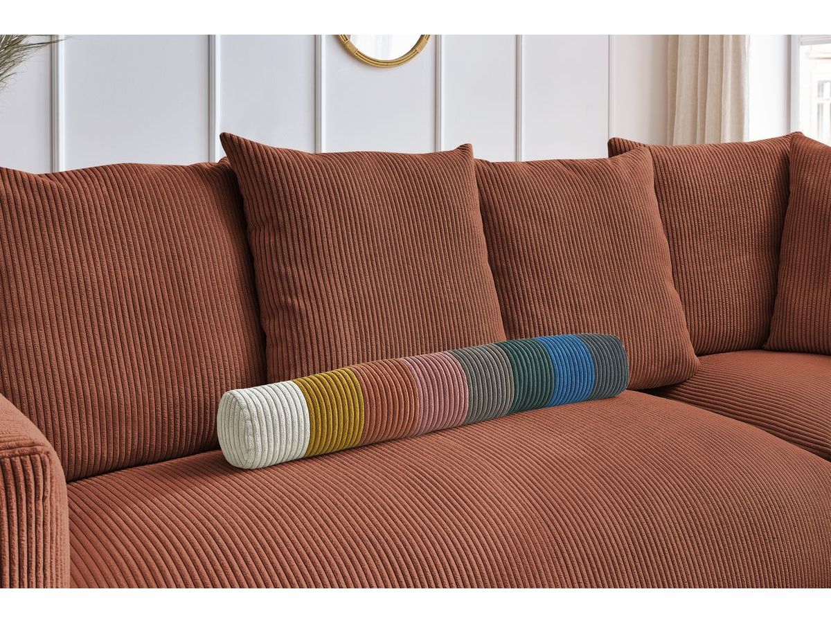 Bobochic Voltaire Ecksofa mit Pouf 268 × 214 cm Cordsamt Orange Ecke rechts