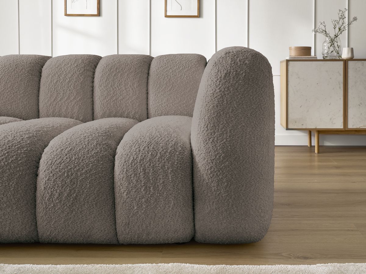 Bobochic Talia Ecksofa Bouclé-Stoff Braun Ecke links