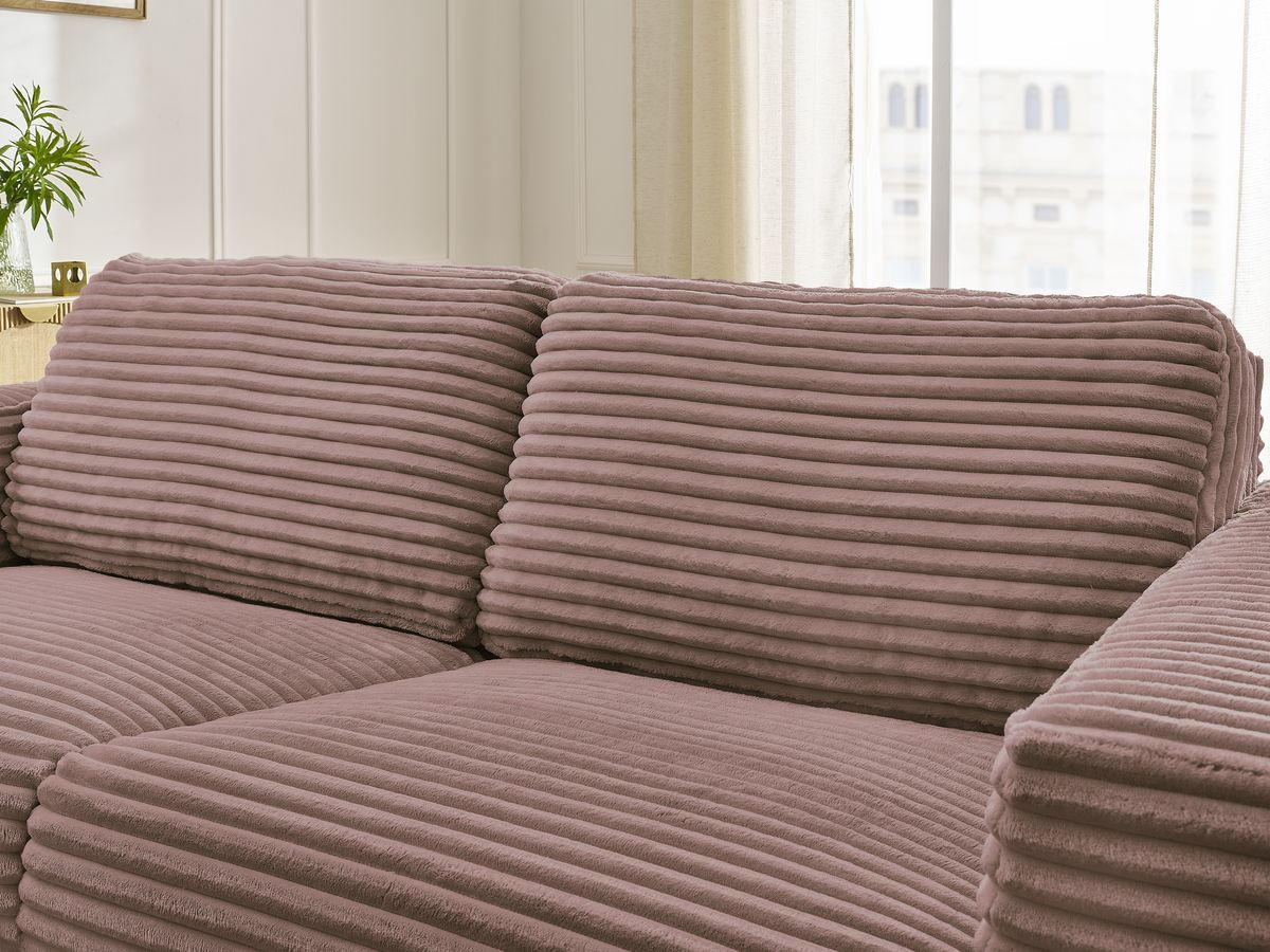 Bobochic Hugo Schlafsofa 3-Sitzer Cordsamt Rosa, Liegefläche 140 × 190 cm