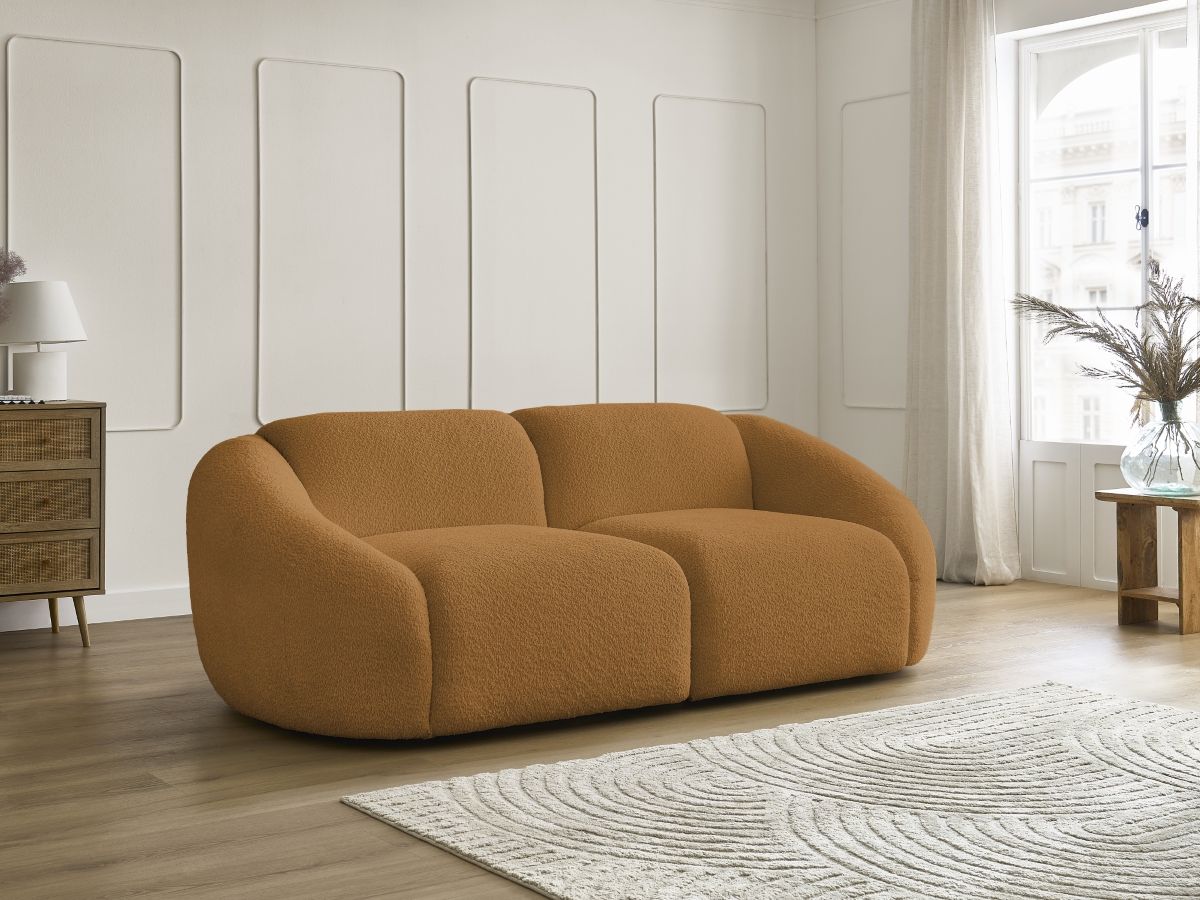 Bobochic Tina Sofa 2-Sitzer Bouclé-Stoff Gelb