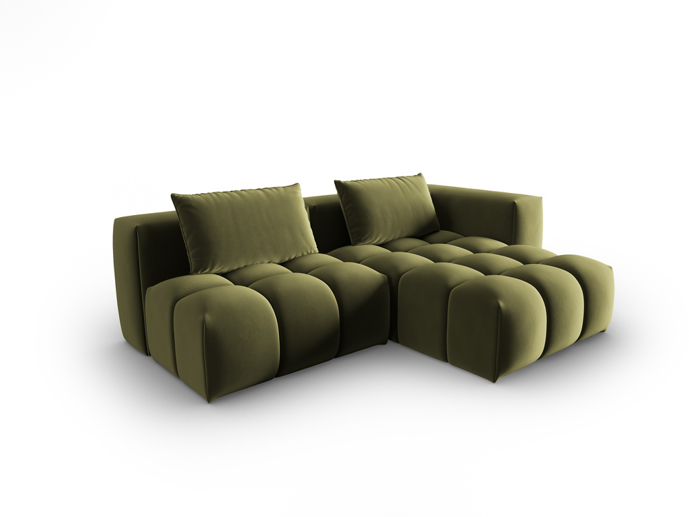Cosmopolitan Design Ecksofa Verona 3-Sitzer offen Samt Casino Hellgrün Rechts