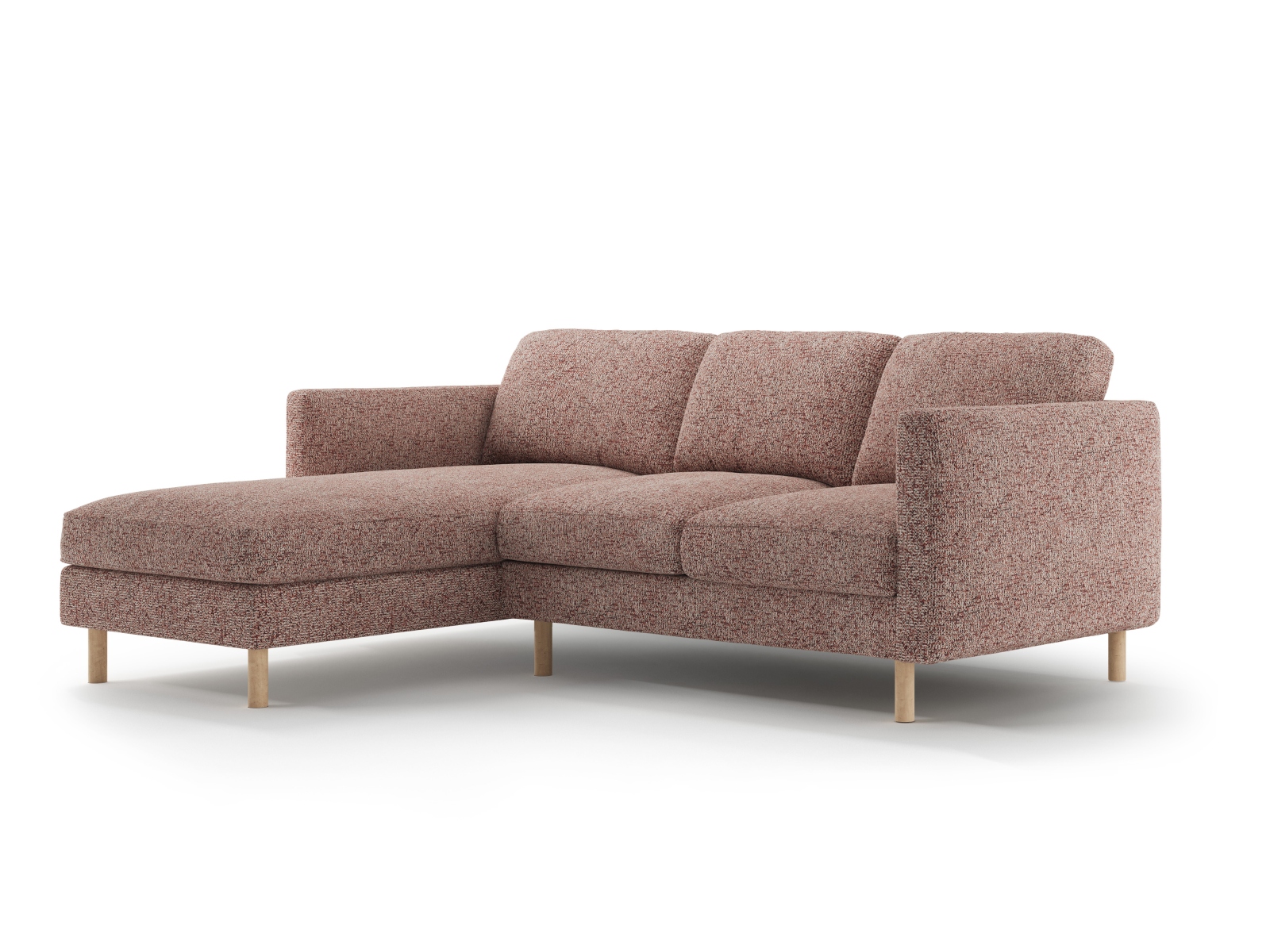 Micadoni Ecksofa Eden 3-Sitzer Links Strukturierter Stoff Rosa Melange