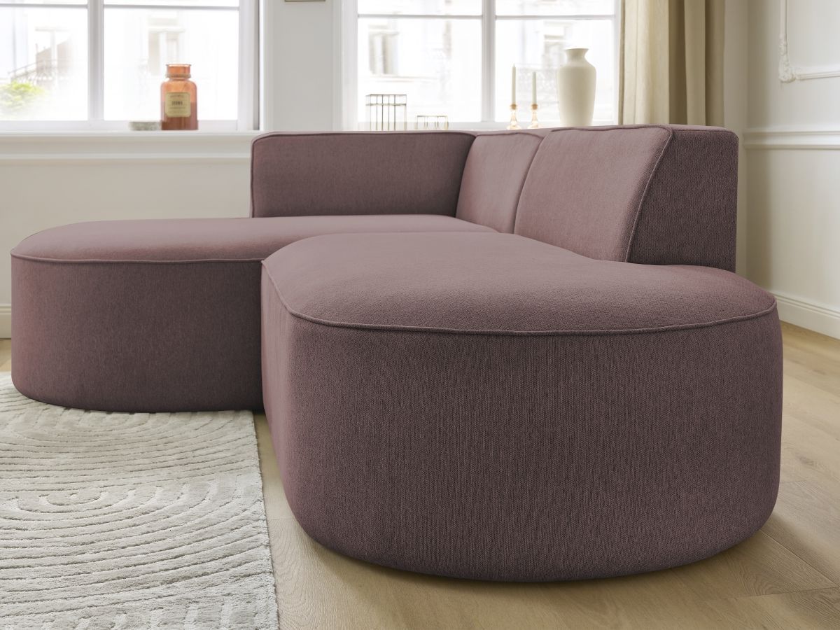 Bobochic Rousseau Ecksofa Melange-Stoff Rosa Ecke links